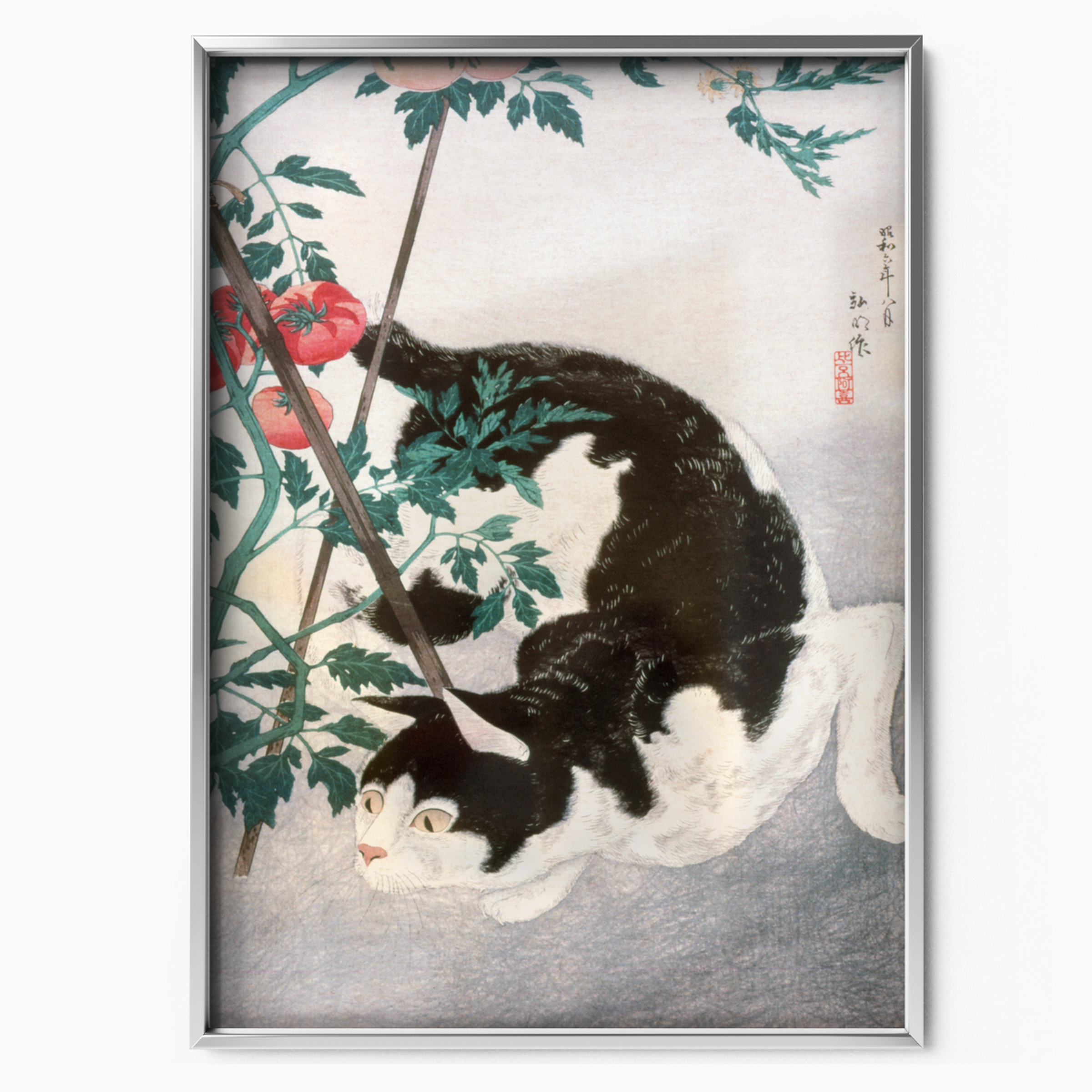 Cat And Peony Japenese Art