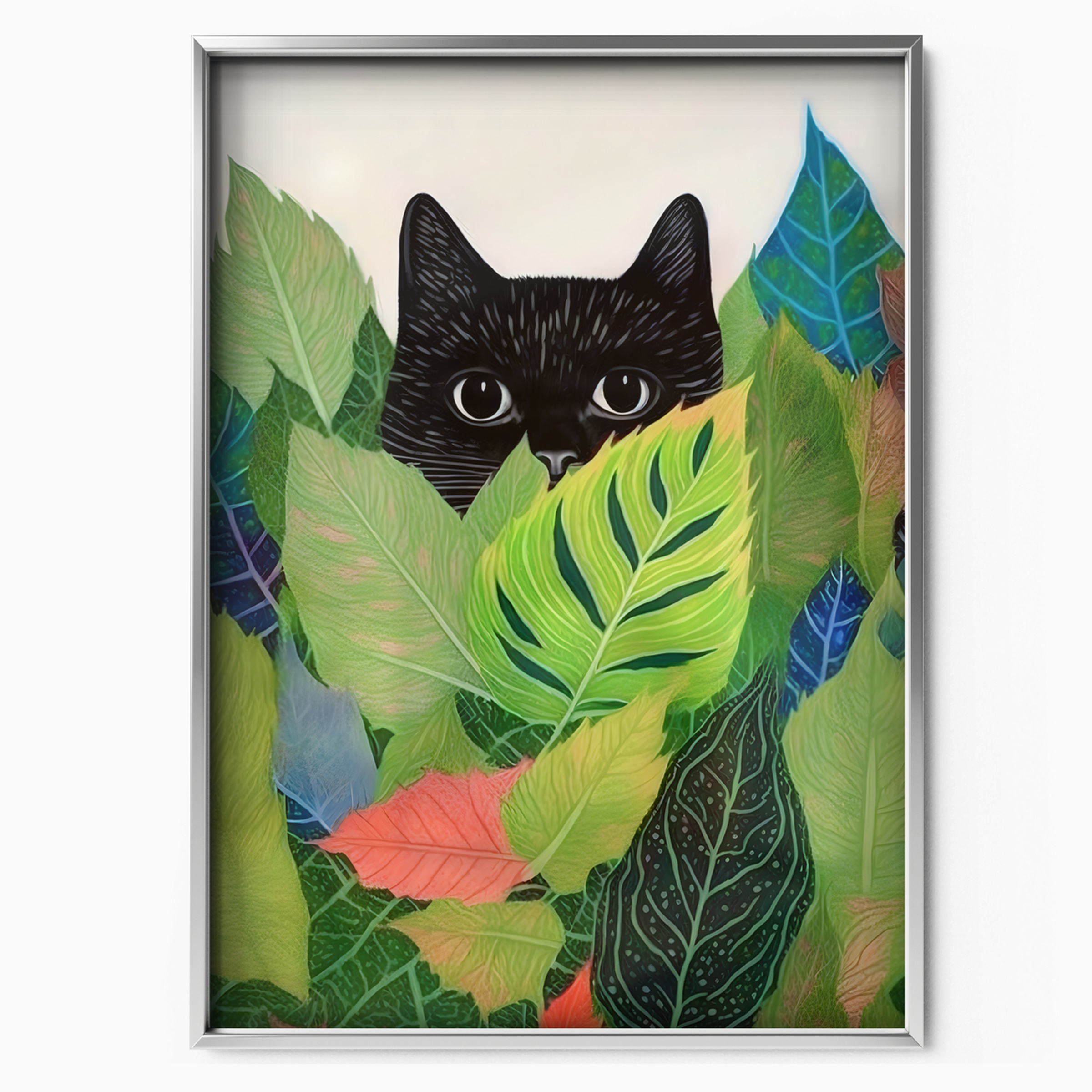 Cat Hiding In Leaves
