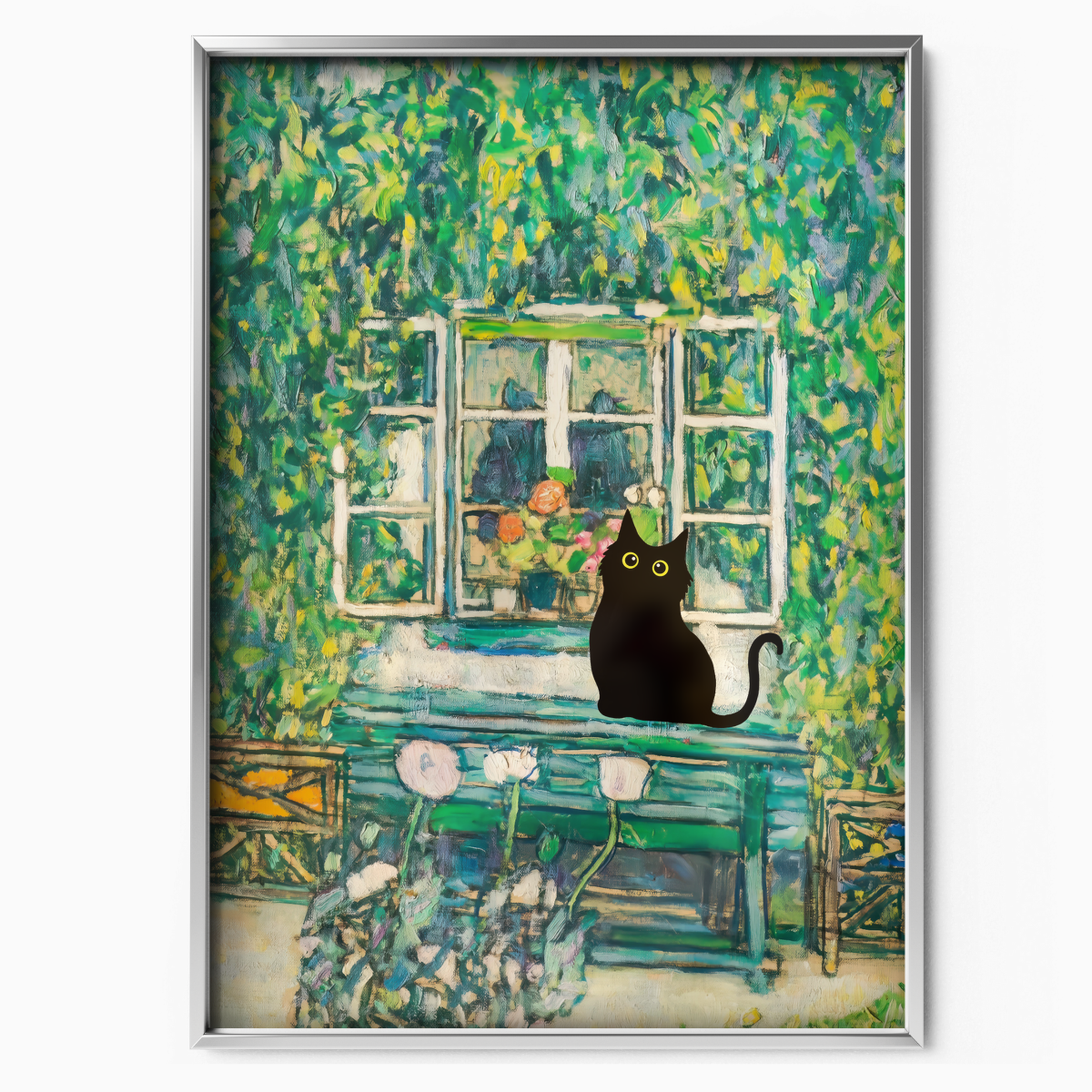 Cat In Monet Garden Window