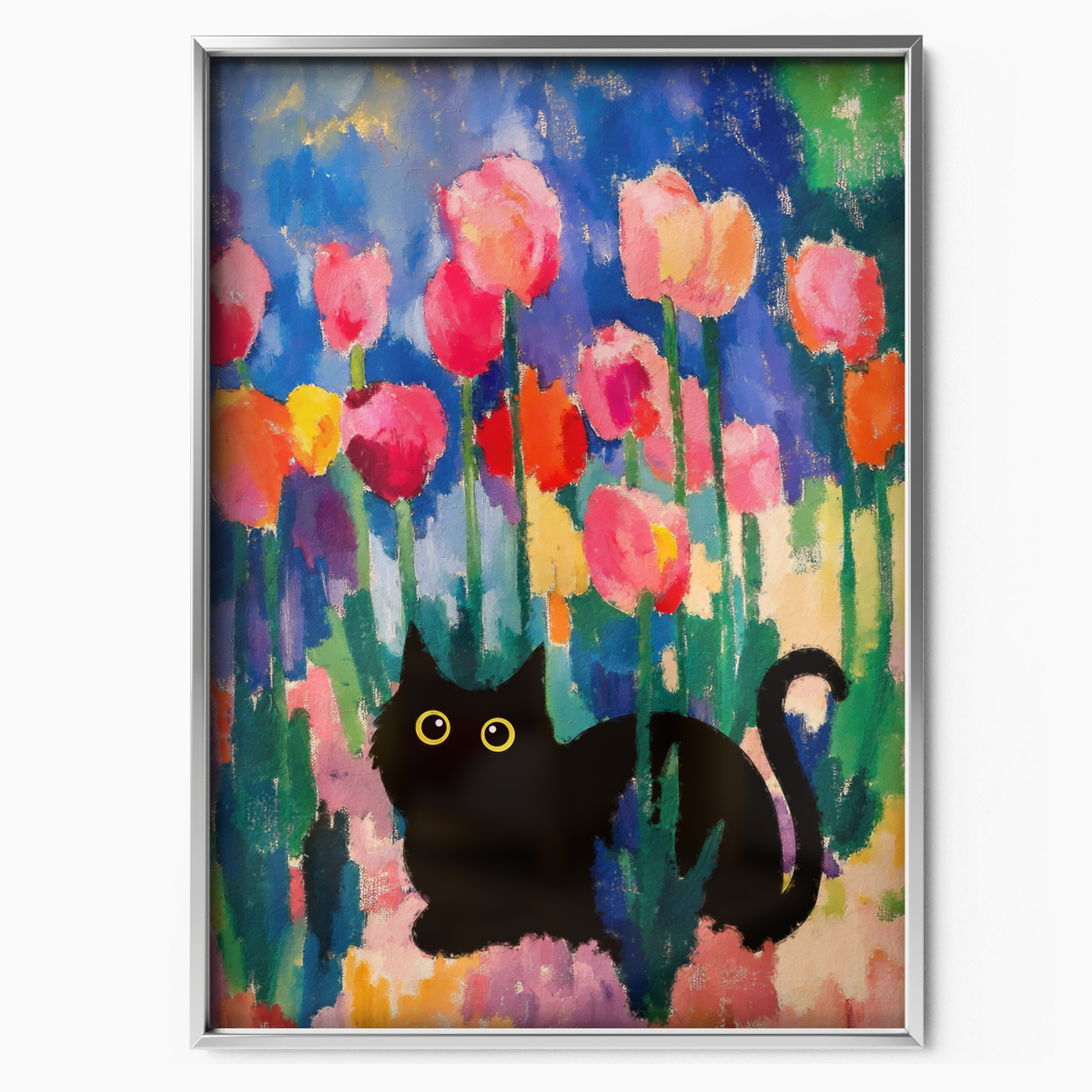 Cat In Monet Tulips