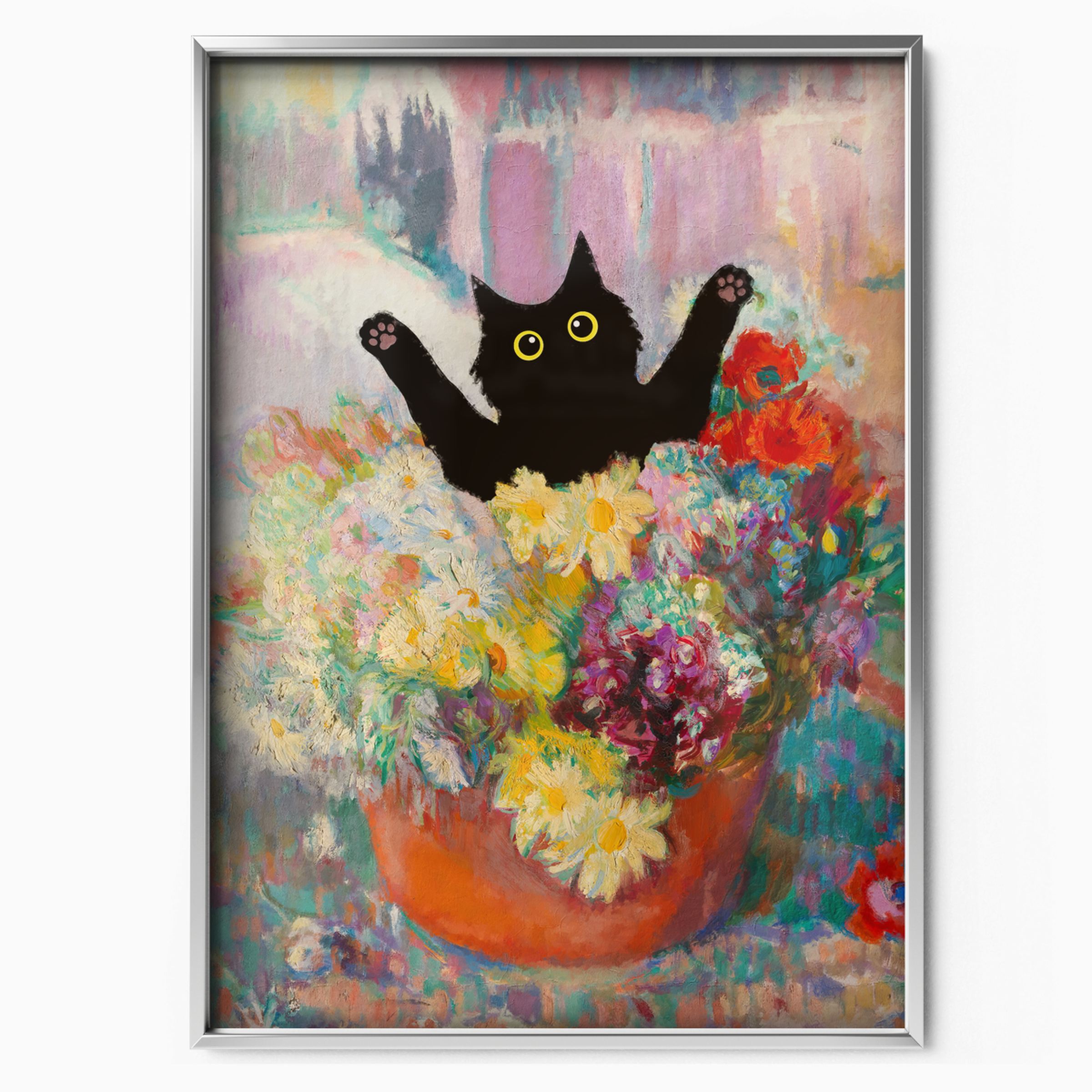 Cat Jump Matisse Flowers