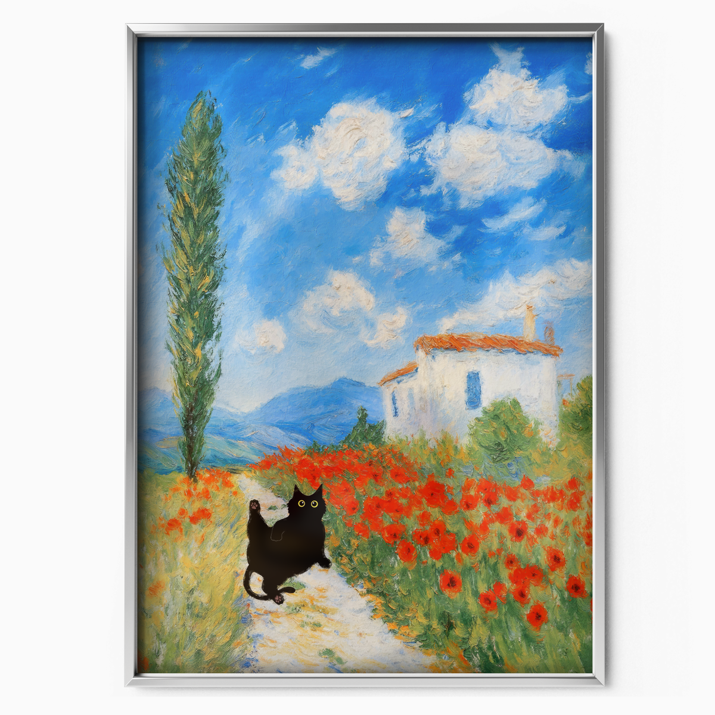 Cat On A Poppy Path