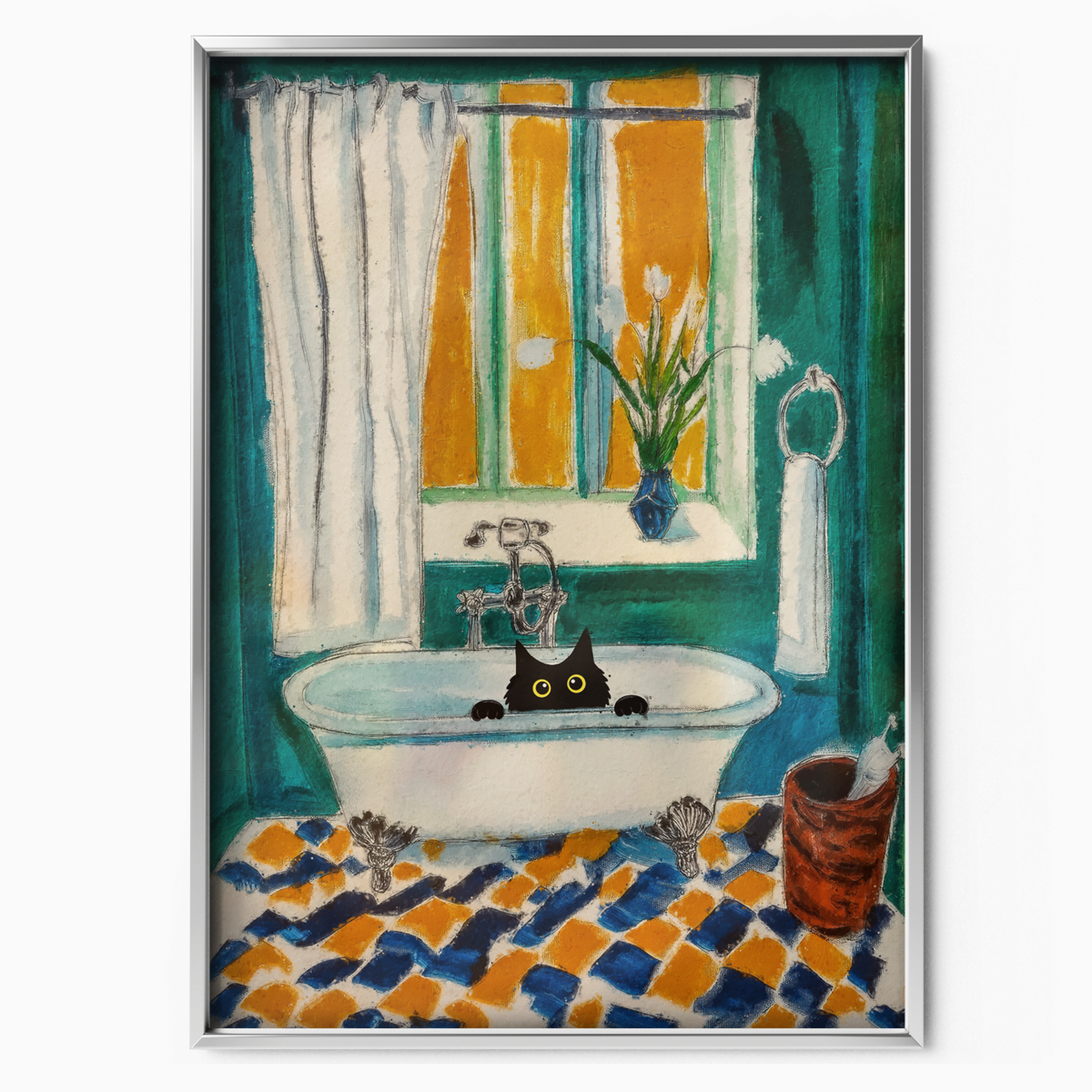 Cat Retro French Bathroom