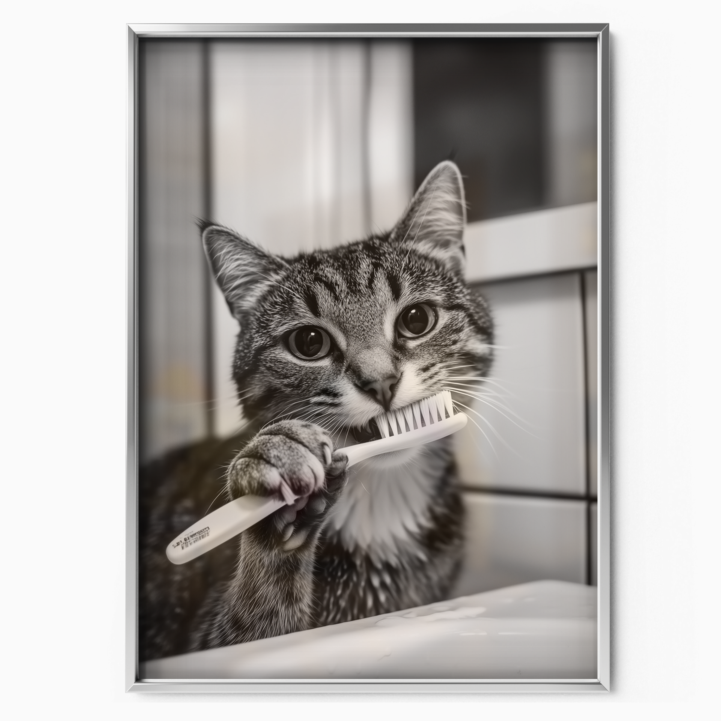 Cozy Cat Toothbrush Time
