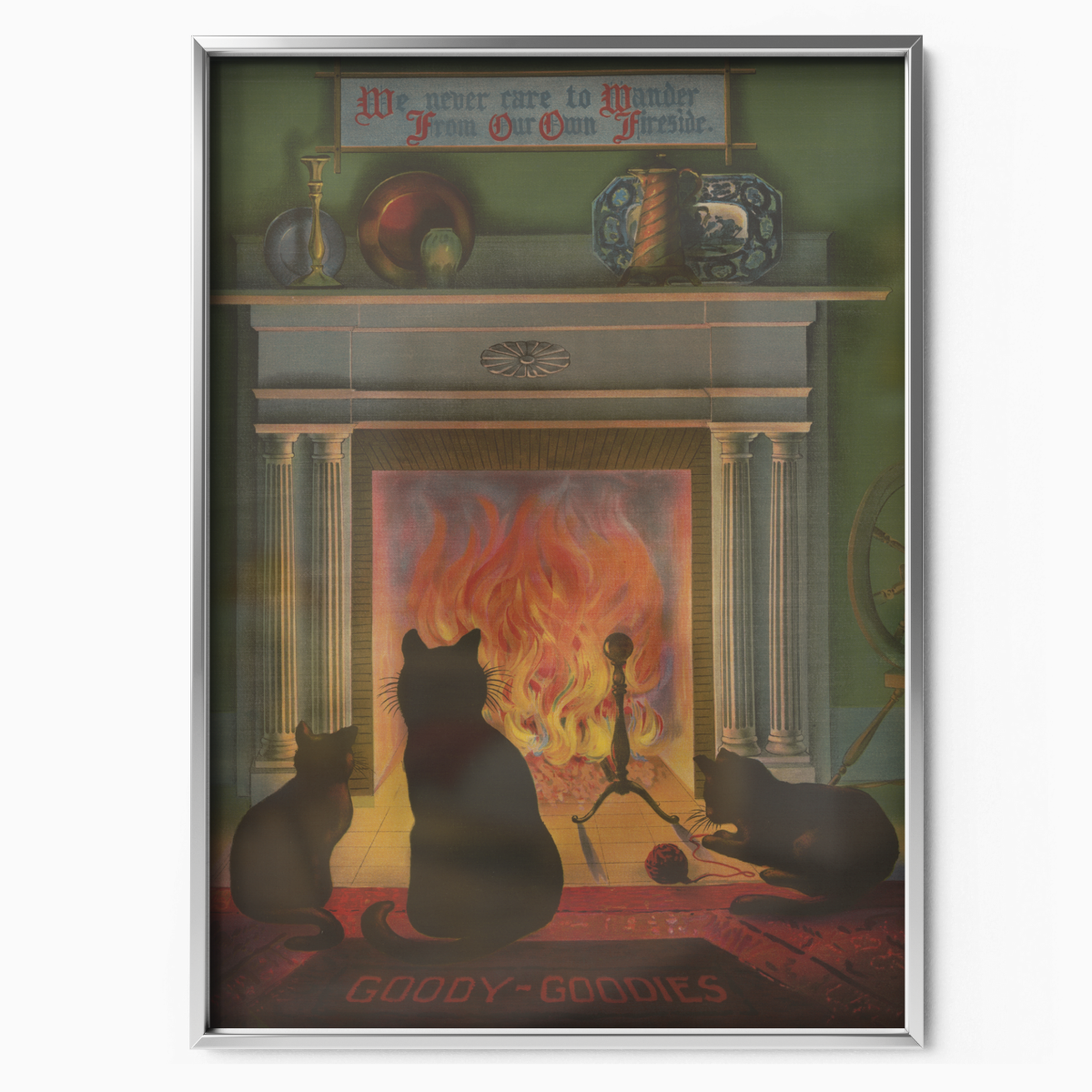 Cozy Cats By The Fireplace