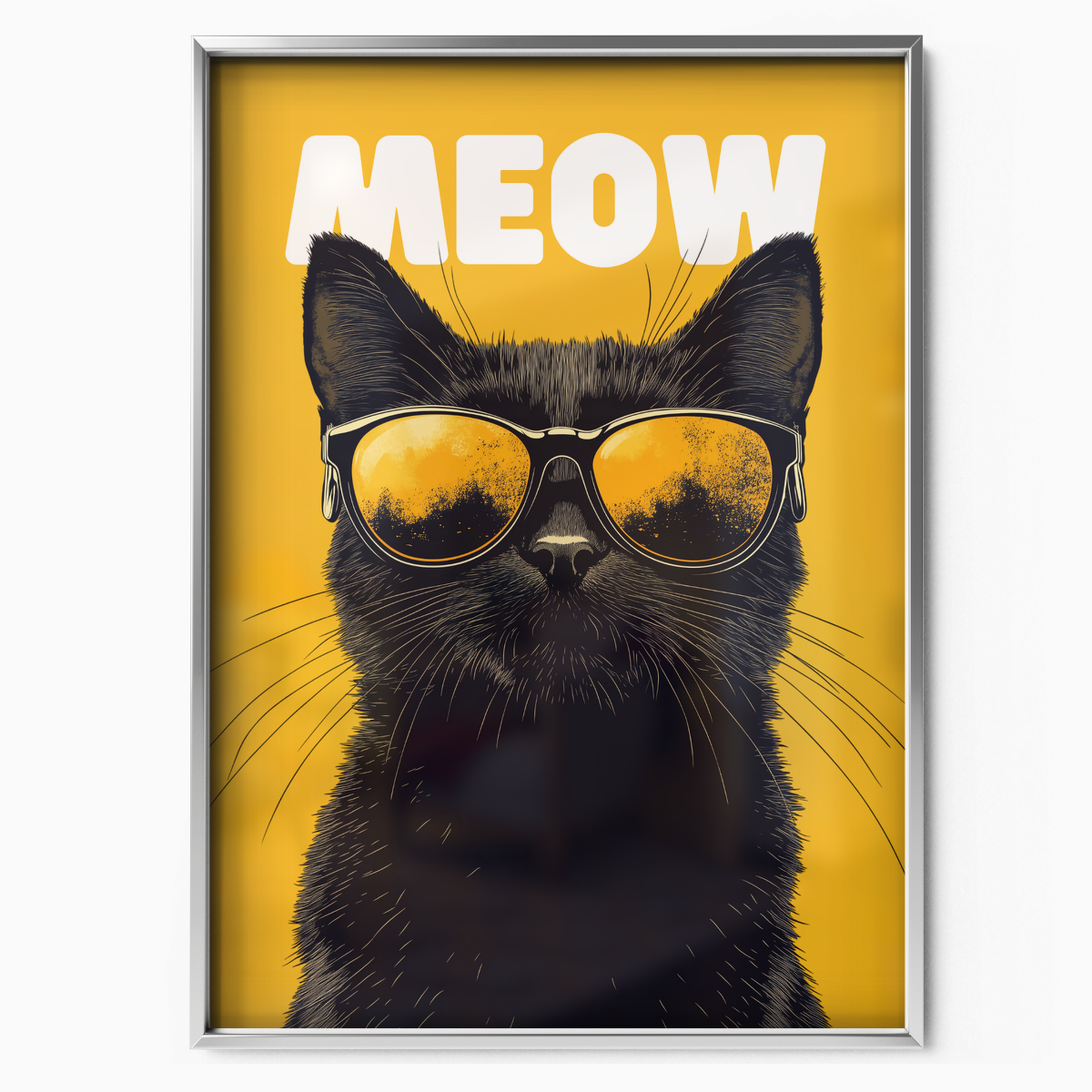 Groovy Black Cat Yellow Meow