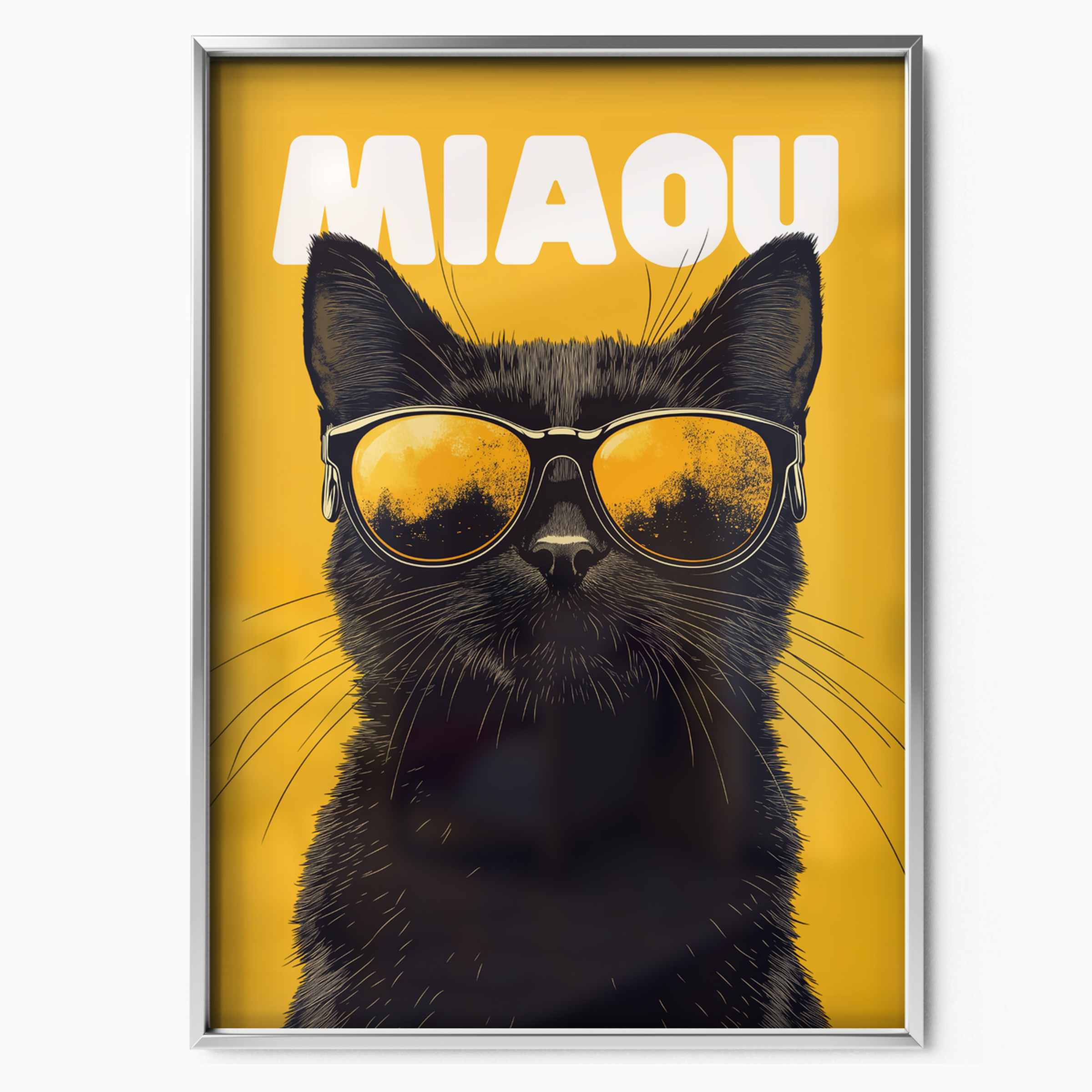 Groovy Black Cat Yellow Miaou