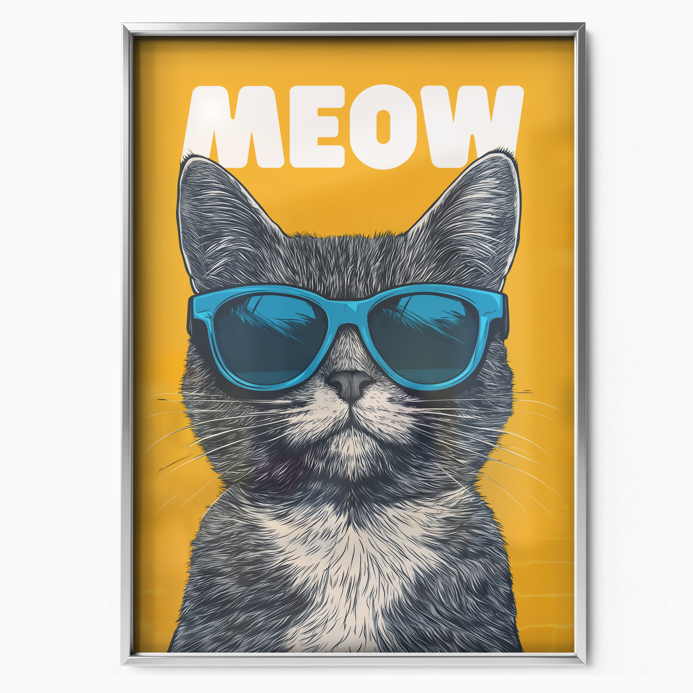 Groovy Cat Blue Glass Meow