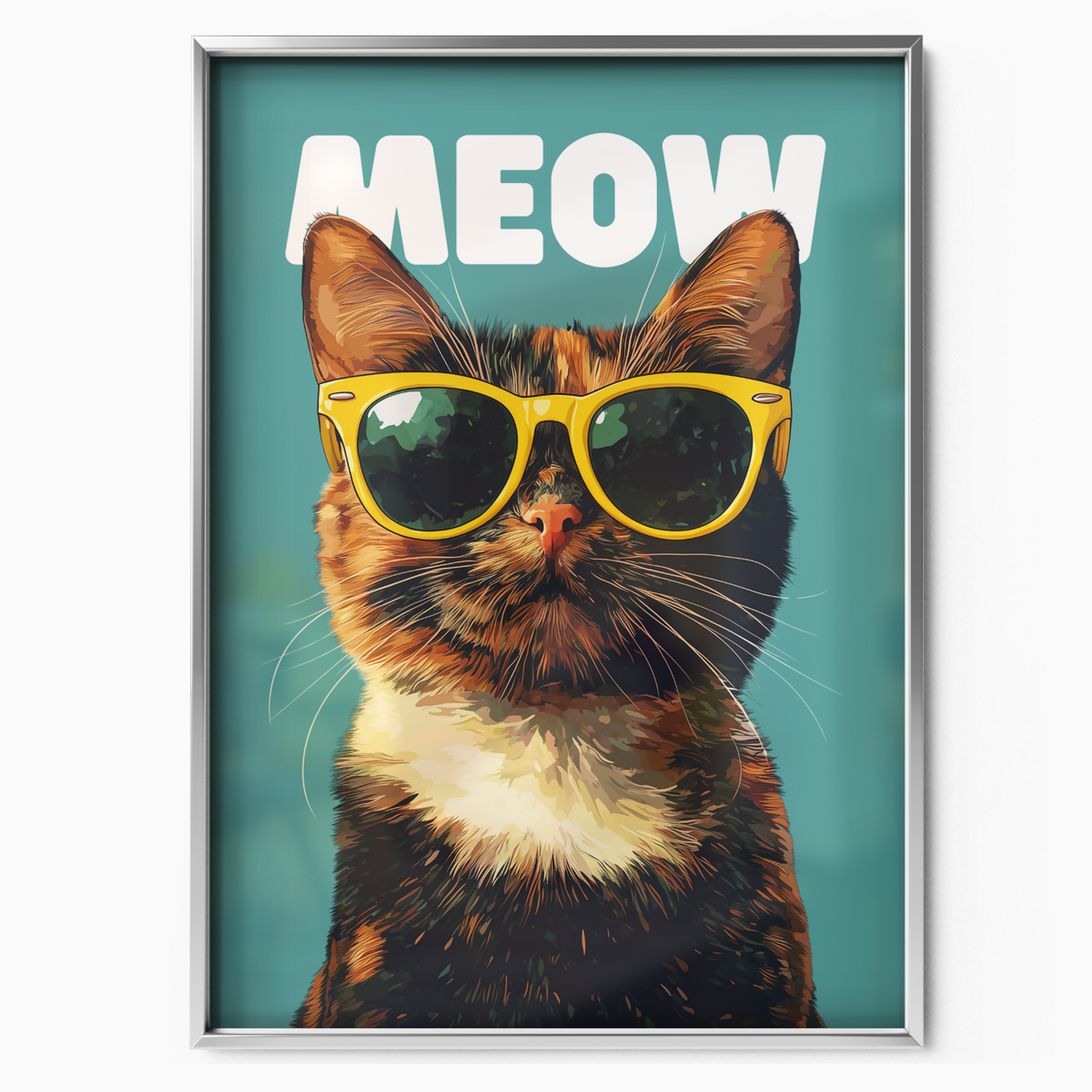 Groovy Cat Yellow Glass Meow