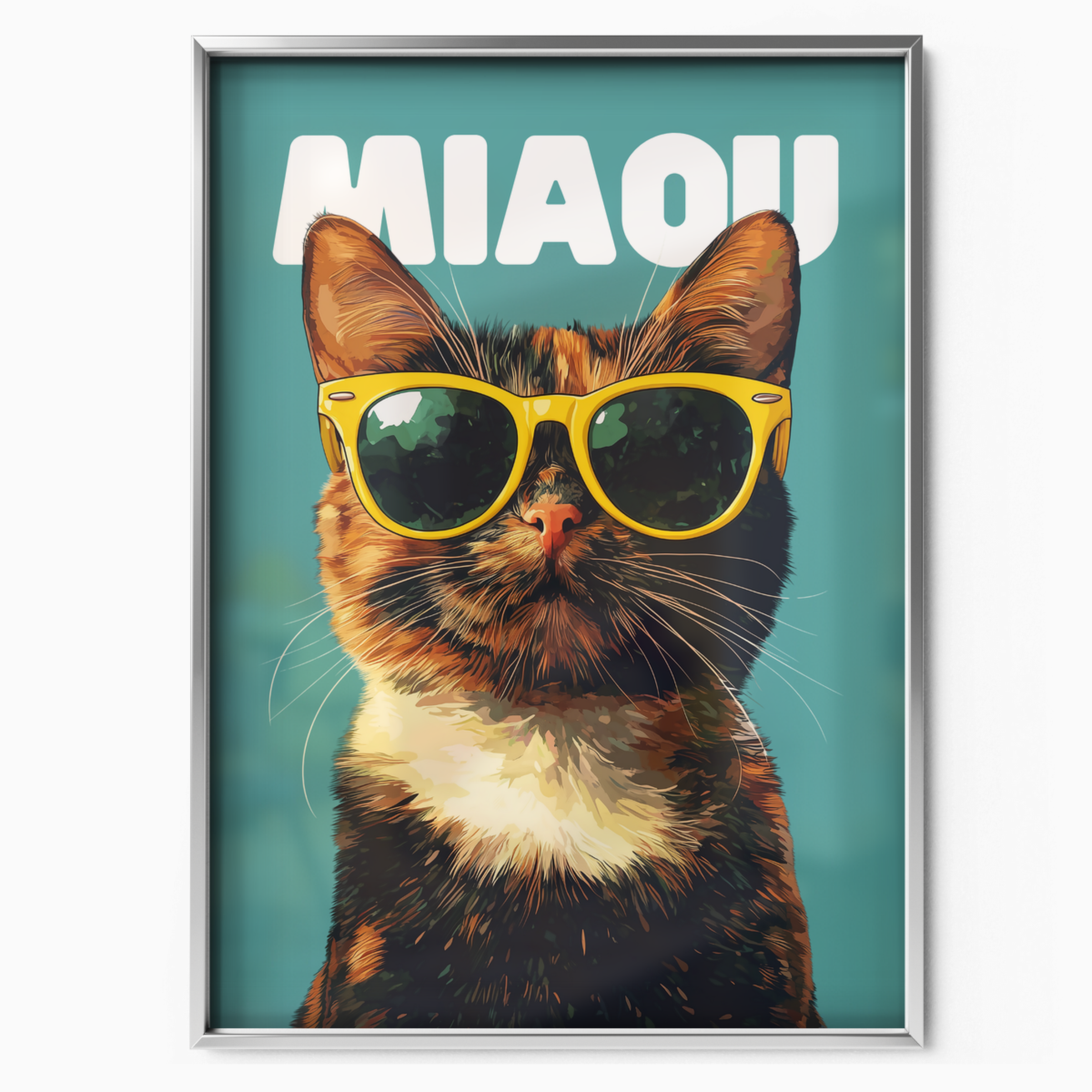 Groovy Cat Yellow Glass Miaou