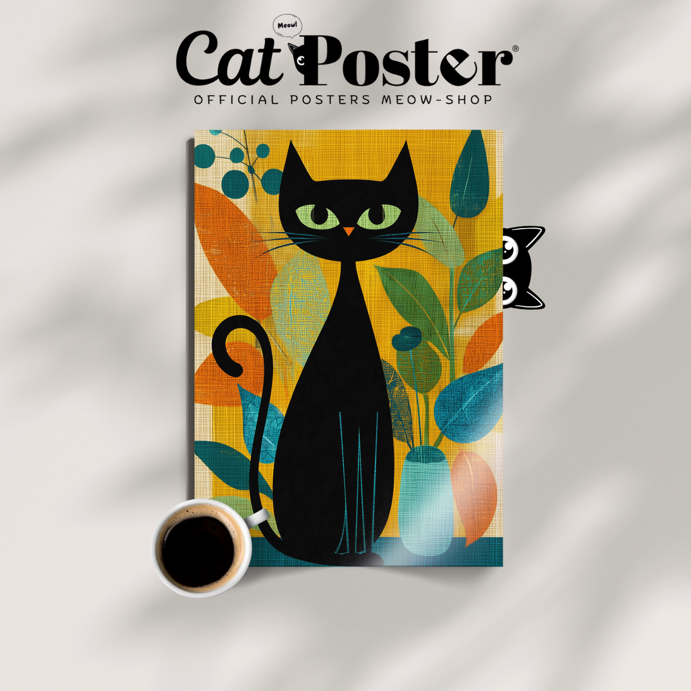 Atomic Cat Floral Retro