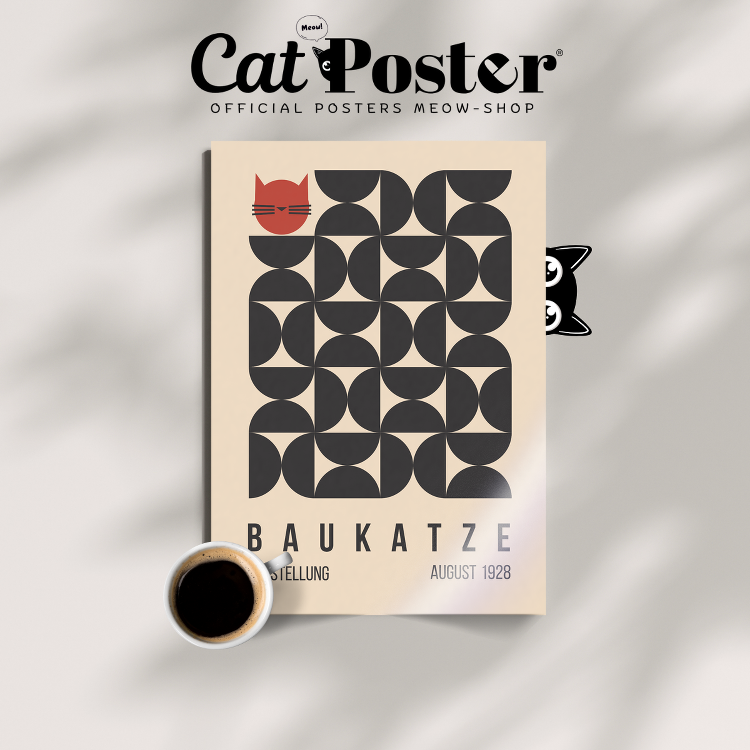Bauhaus Cat Geometric Poster