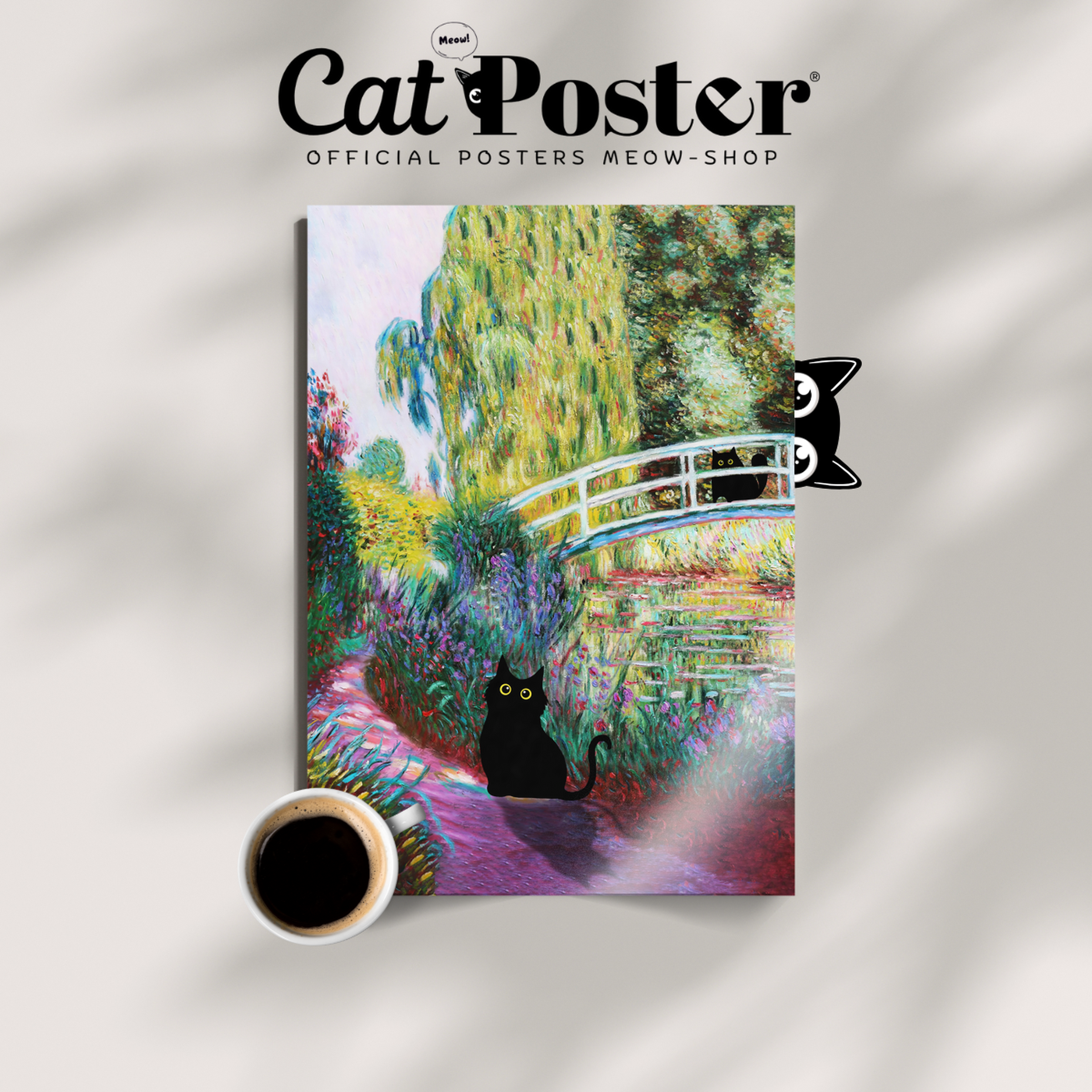 Black Cat By Monet Bridge