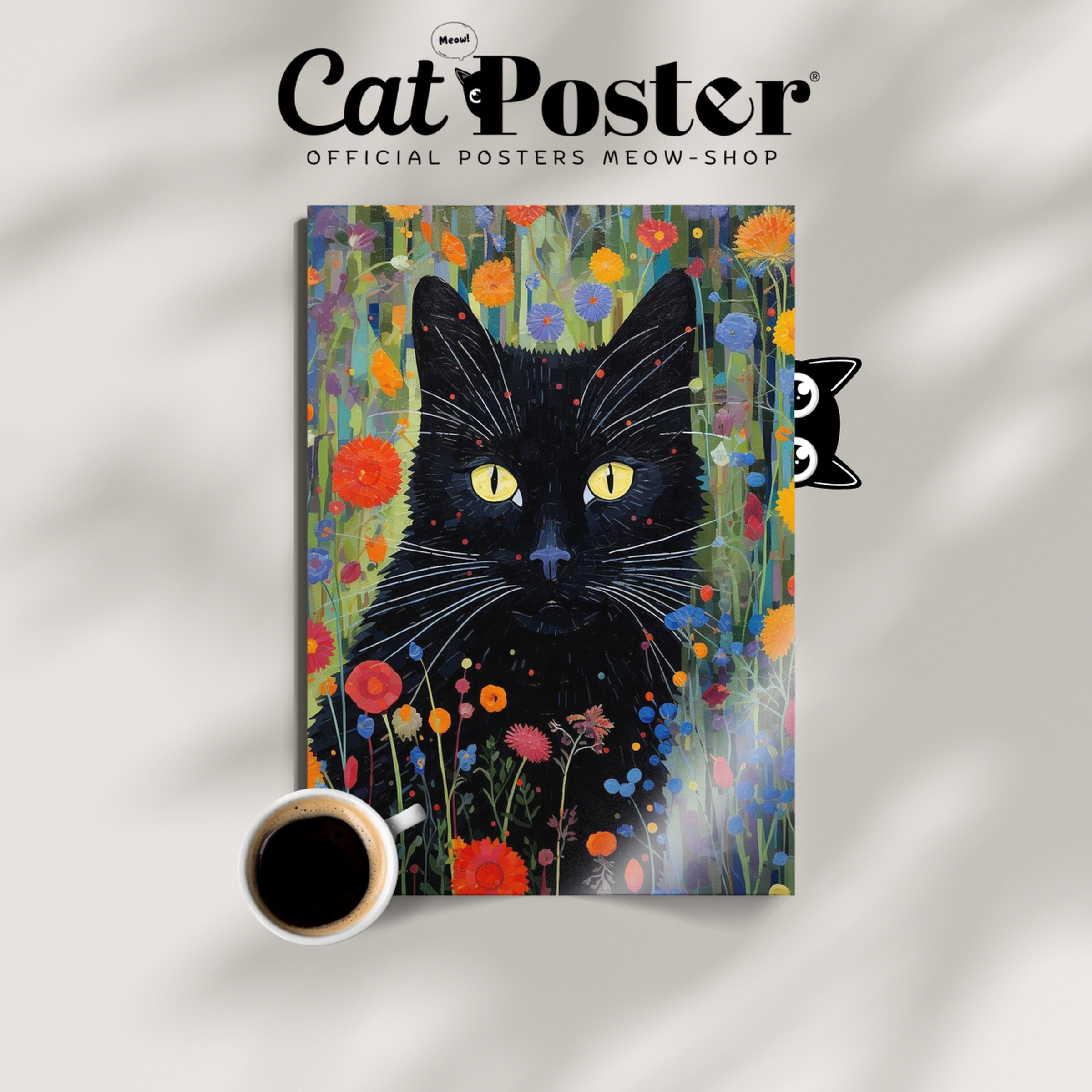 Black Cat In Wildflowers