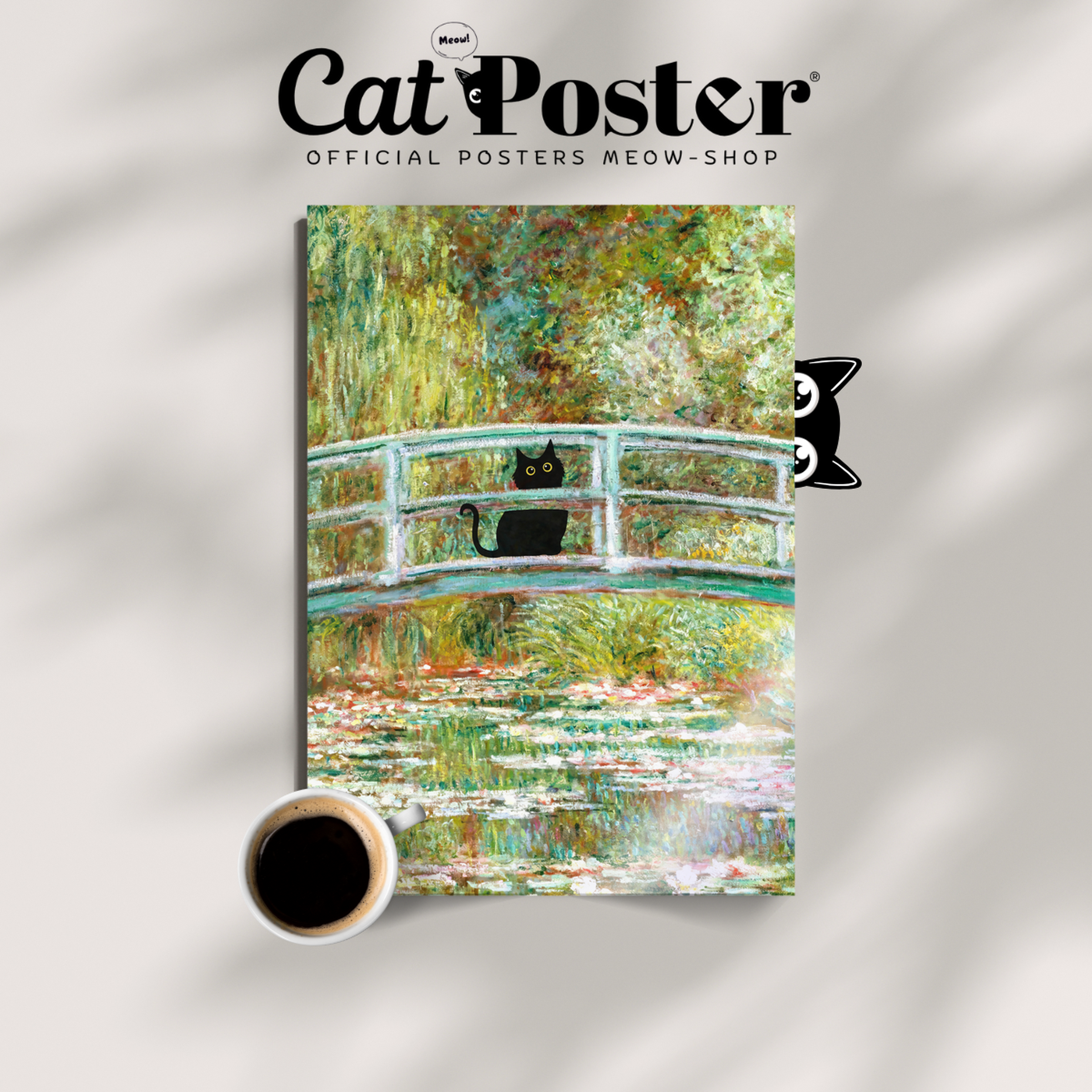 Black Cat On Monet Bridge