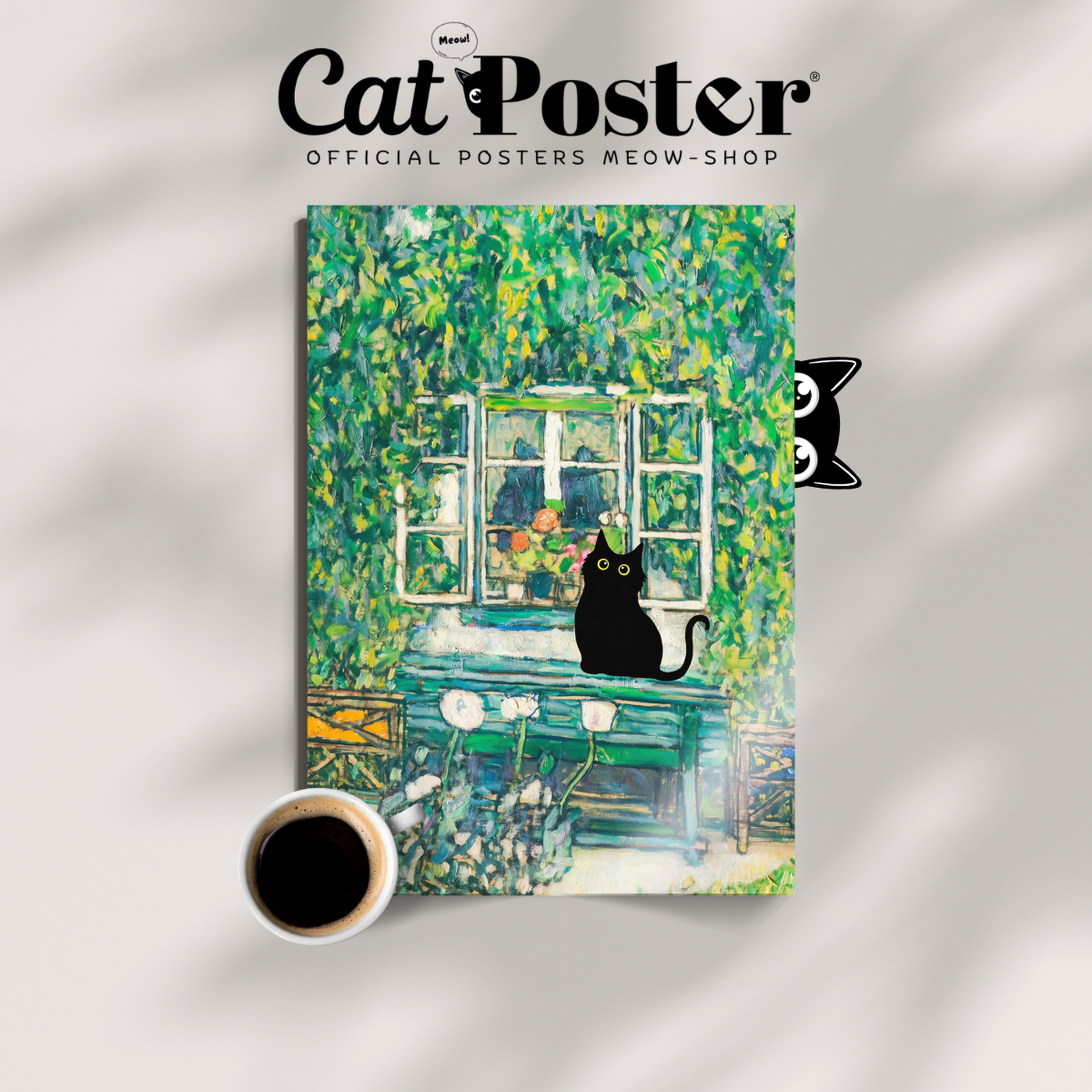 Cat In Monet Garden Window