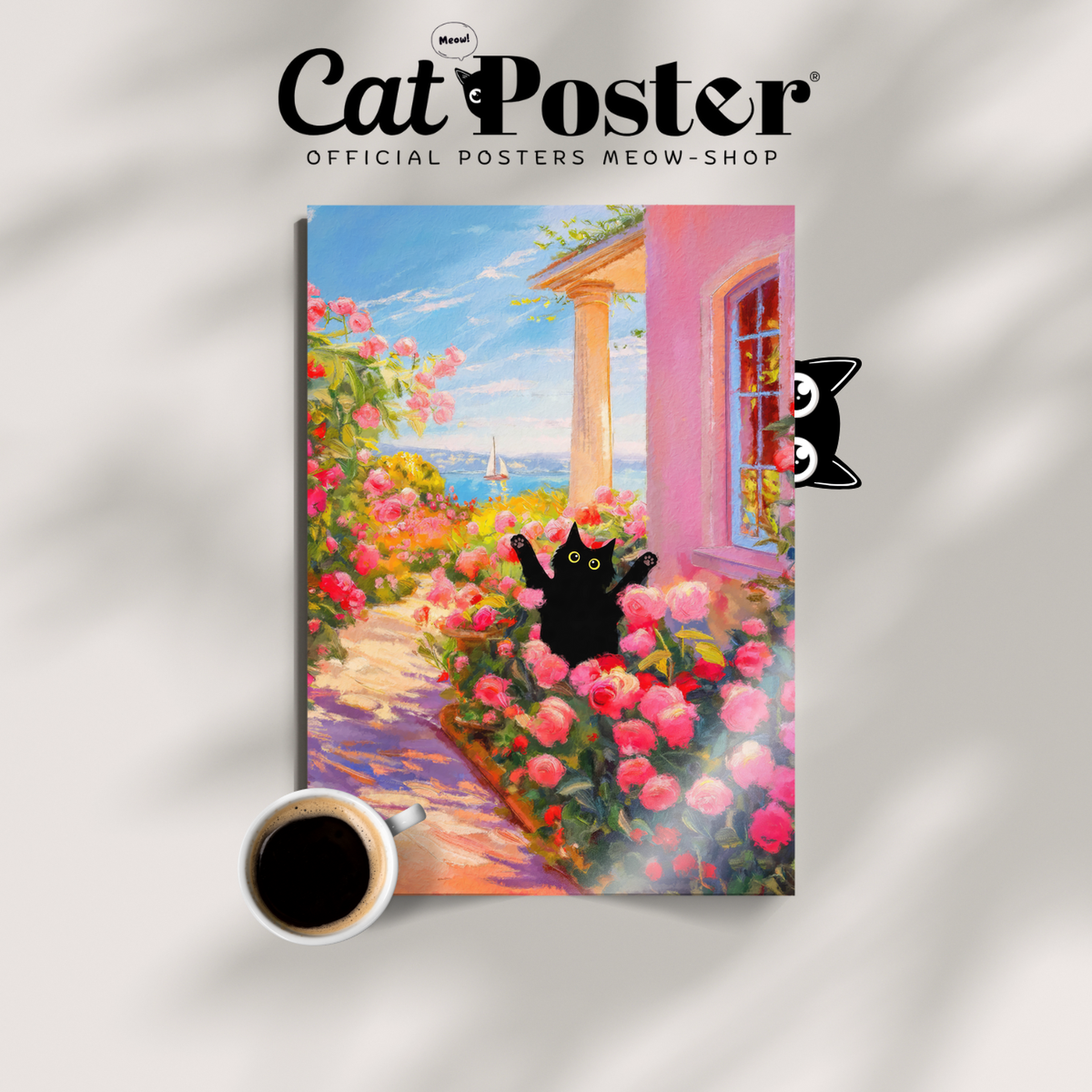 Cat In Monet Rose Garden