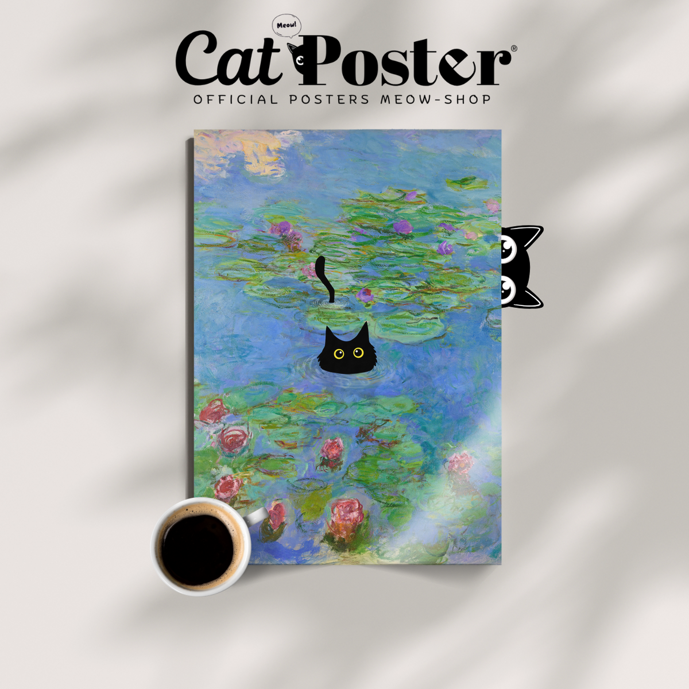 Cat In Monet Water Lilies I