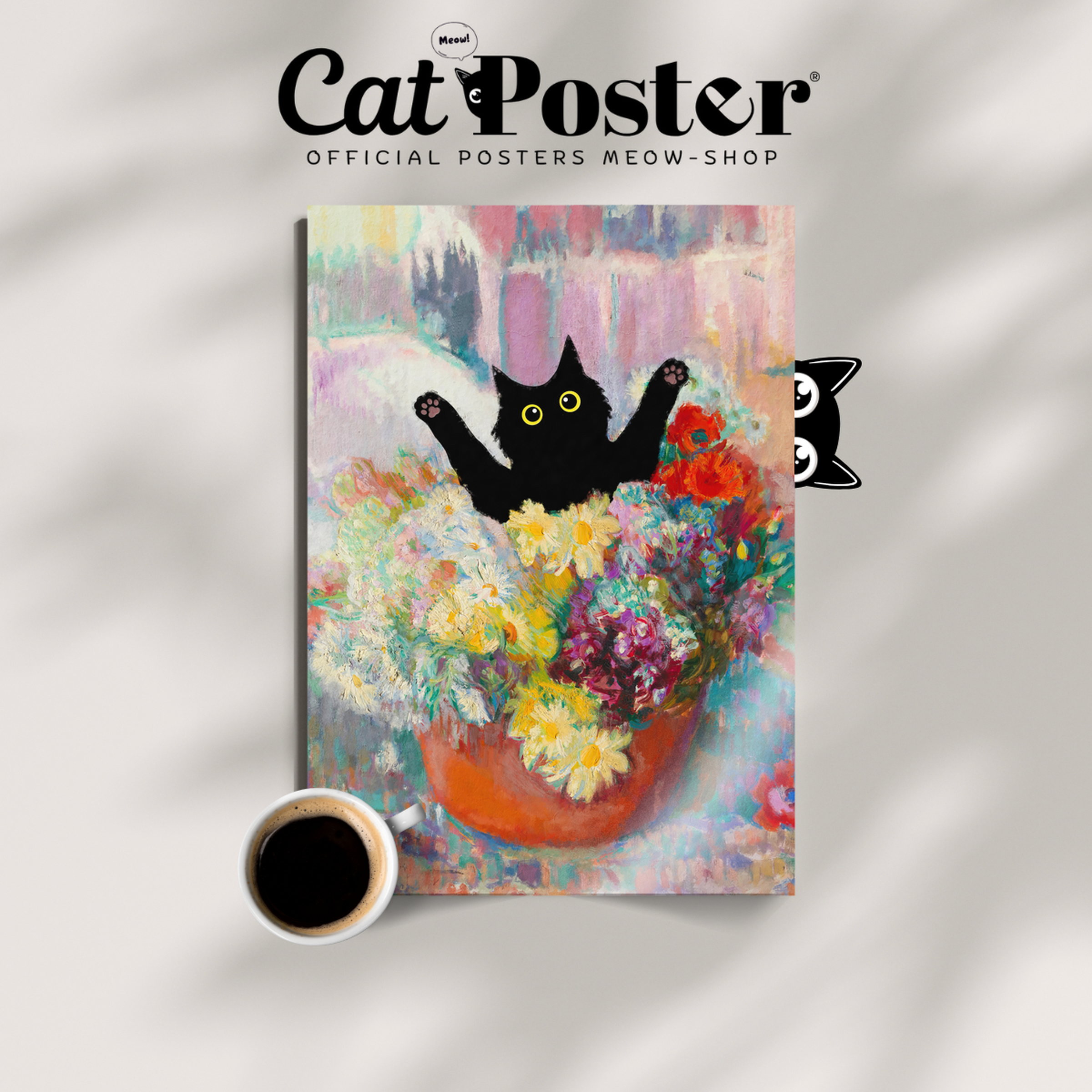 Cat Jump Matisse Flowers