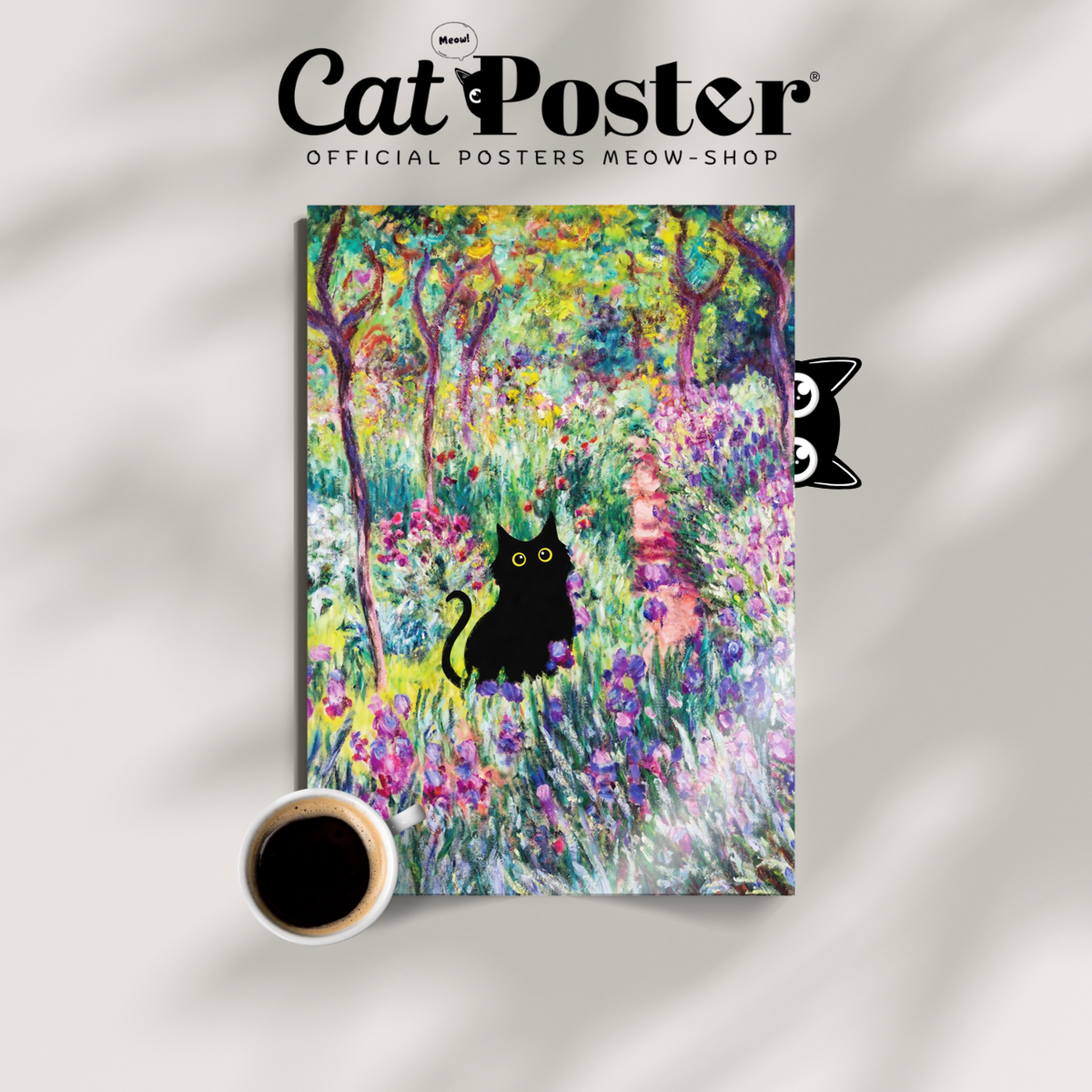 Cat Monet Irises Garden