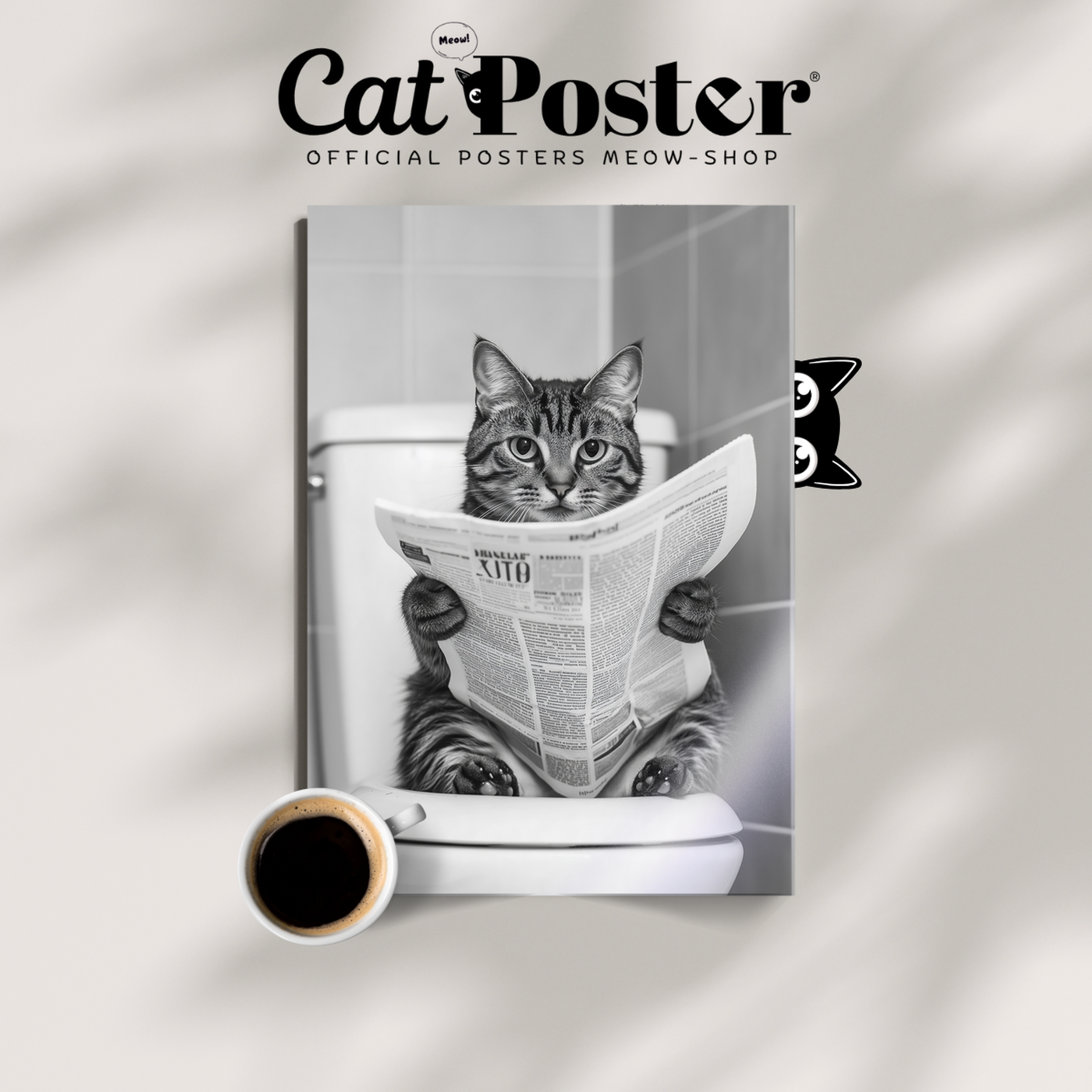 Cozy Cat Toilet Reading