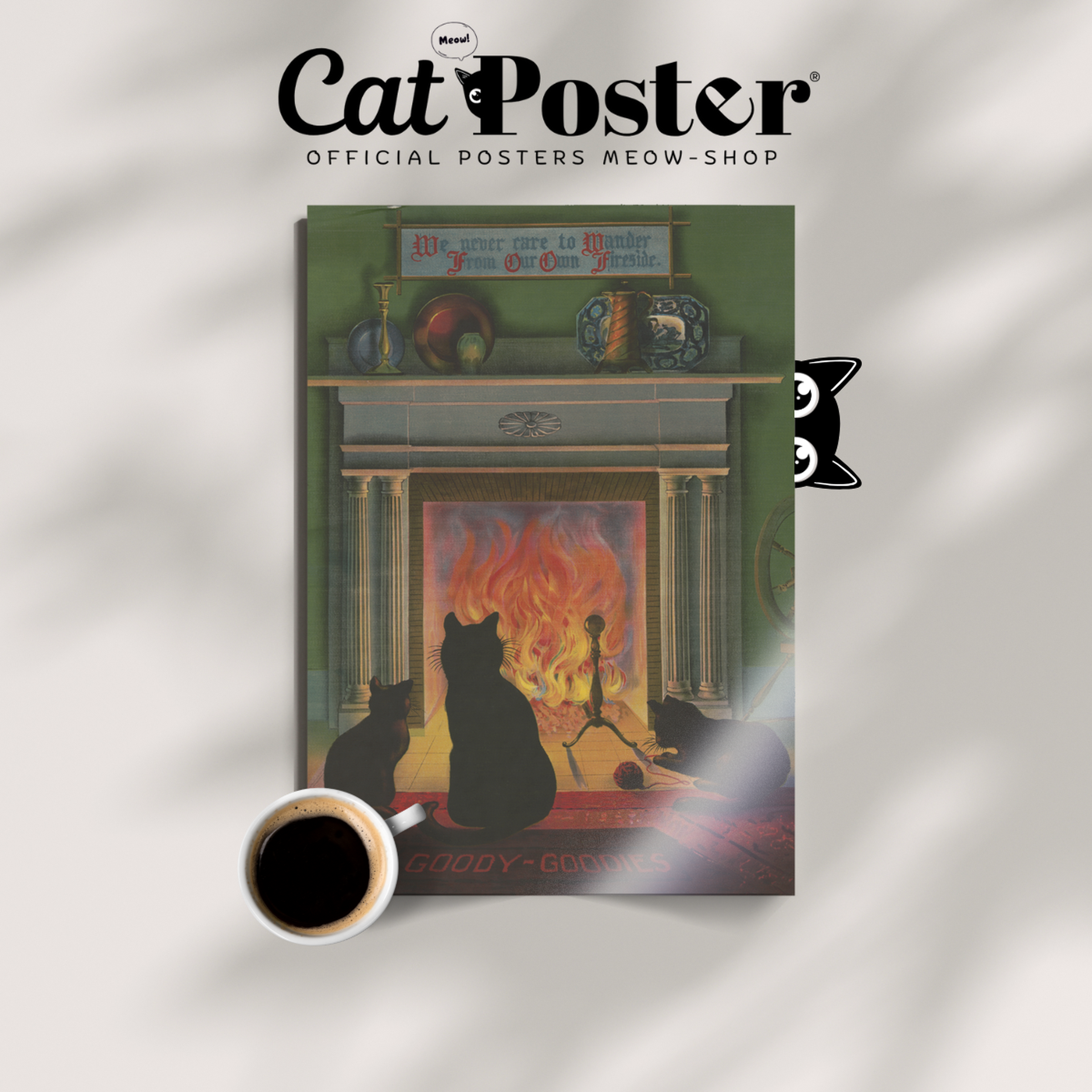 Cozy Cats By The Fireplace