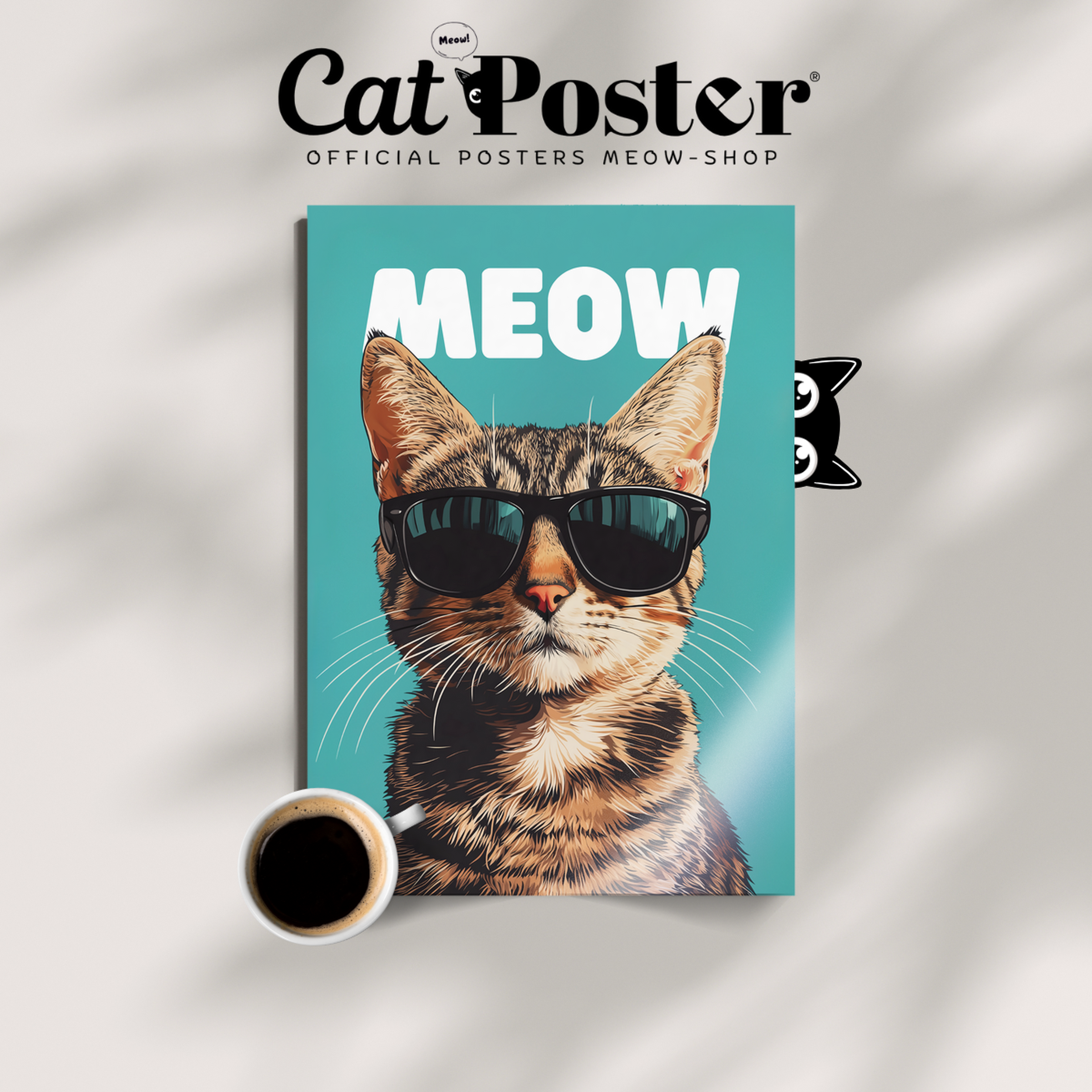 Groovy Cat Black Glass Meow