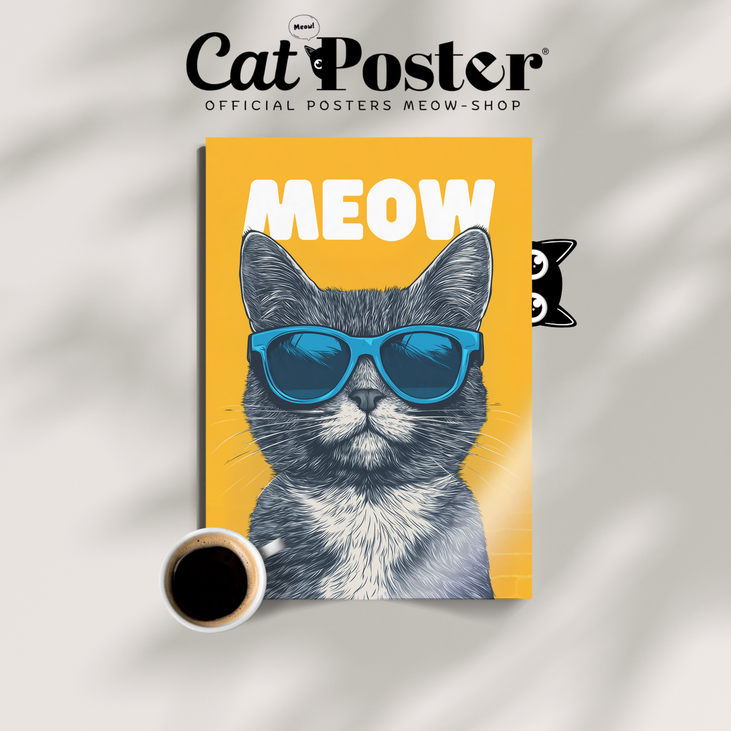 Groovy Cat Blue Glass Meow