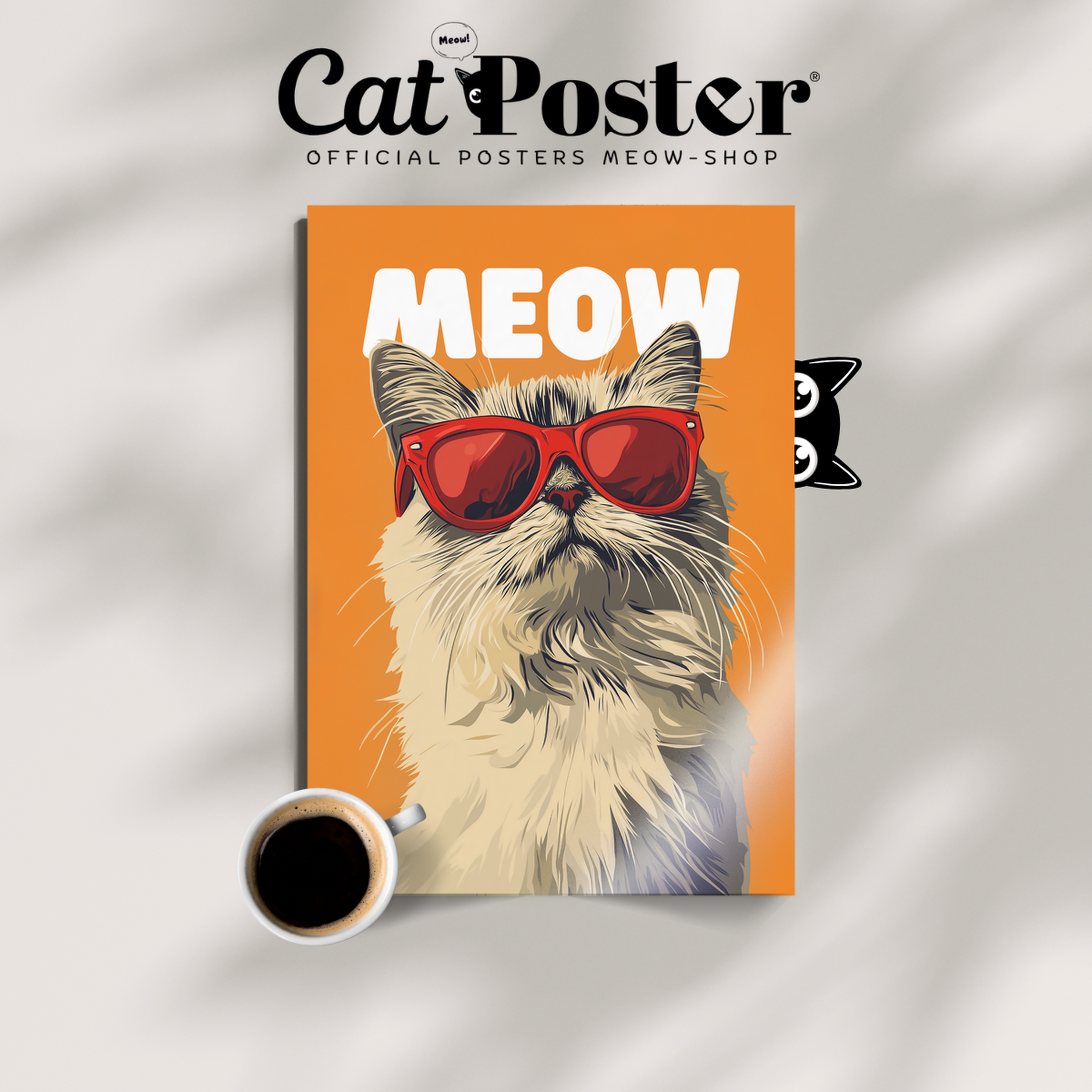 Groovy Cat Red Glass Meow