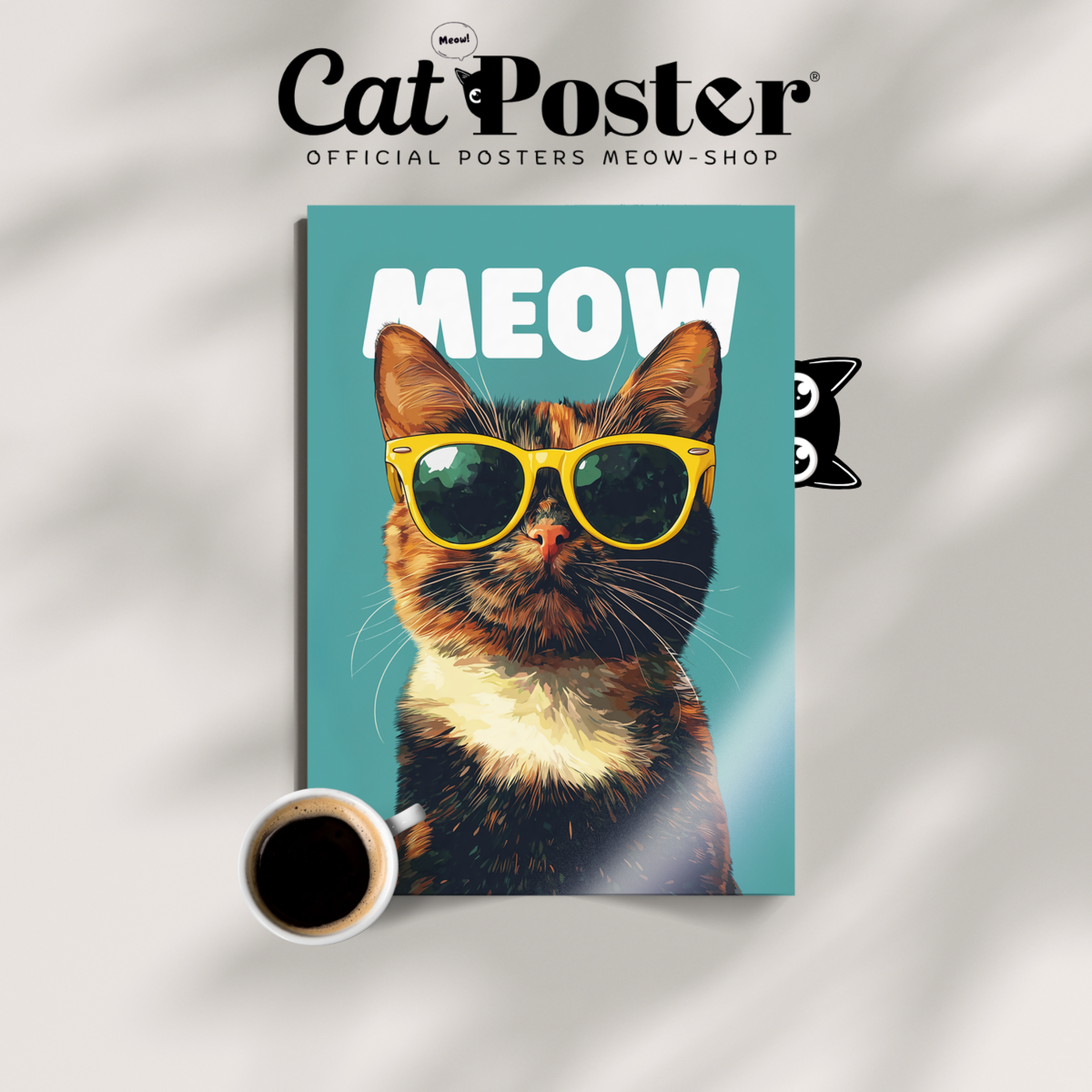 Groovy Cat Yellow Glass Meow