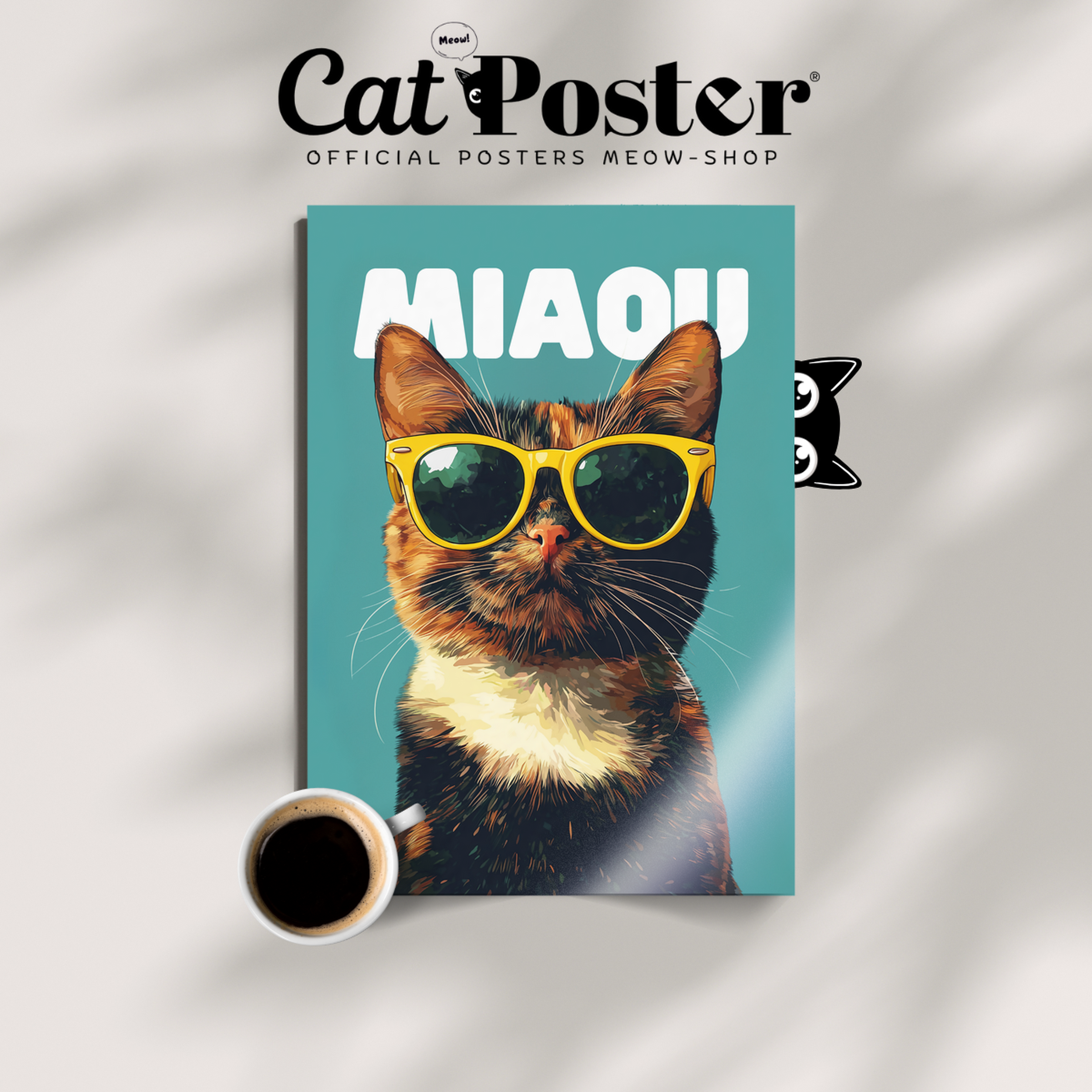 Groovy Cat Yellow Glass Miaou