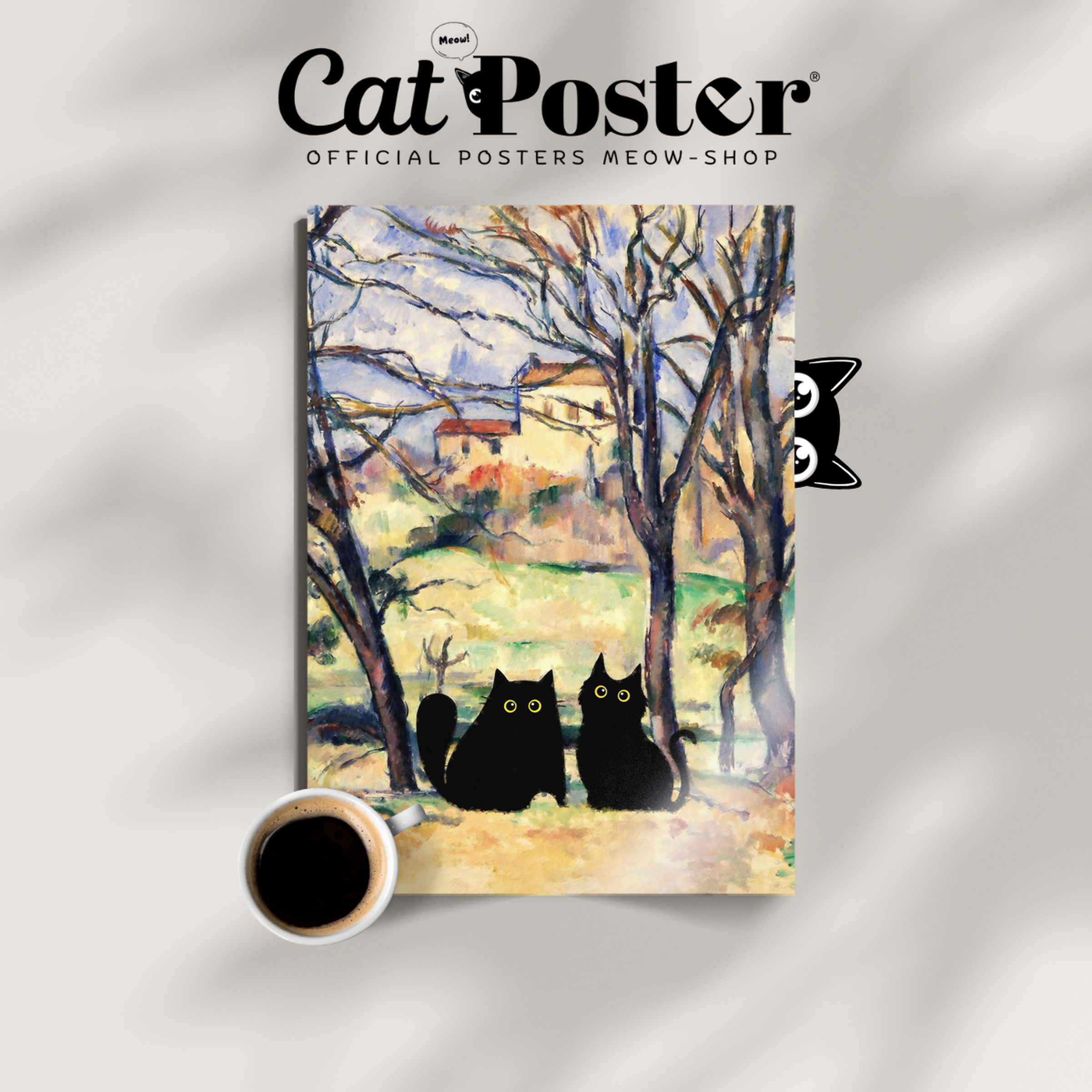 Two Cats In Cezanne Landscape