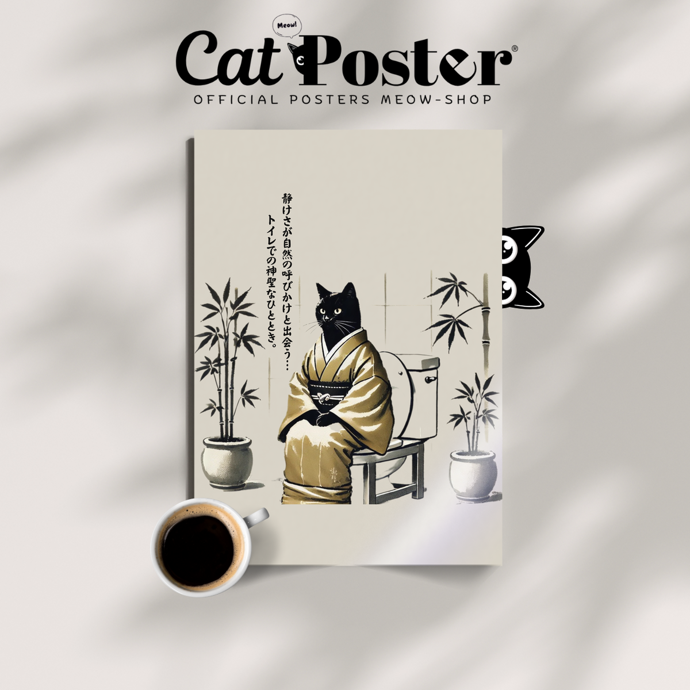 Zen Cat Bamboo Serenity
