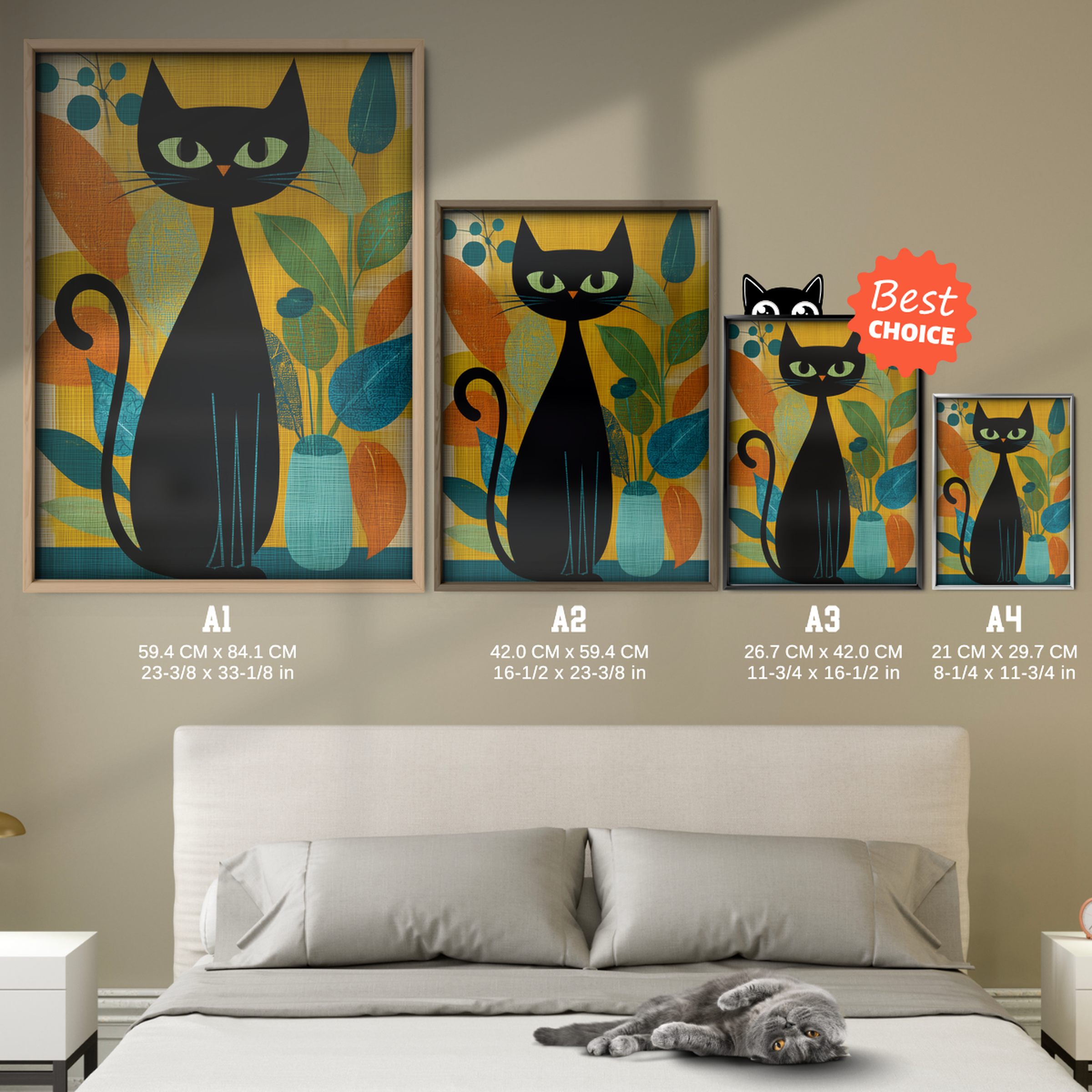 Atomic Cat Floral Retro