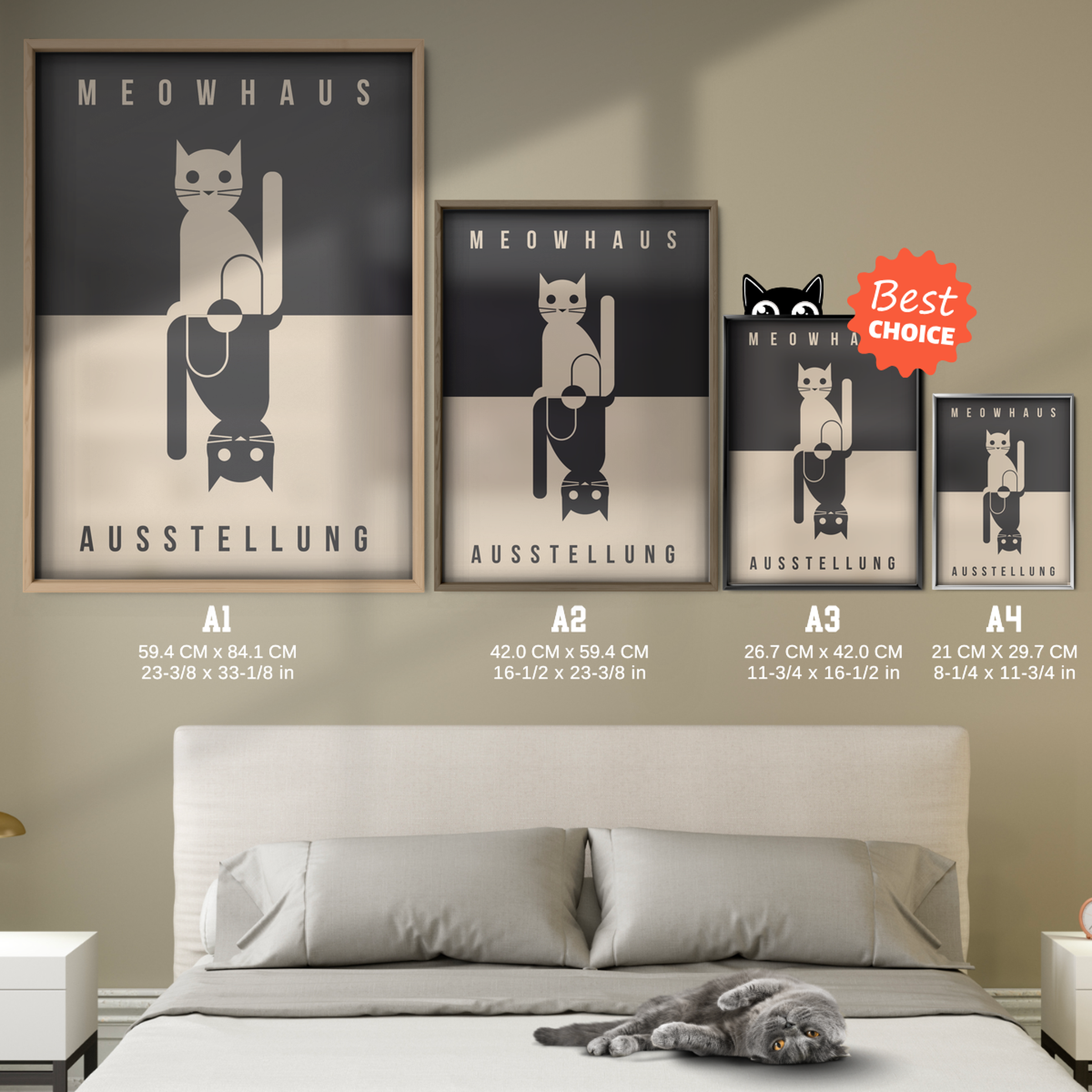 Bauhaus Cat Minimalist Mirror