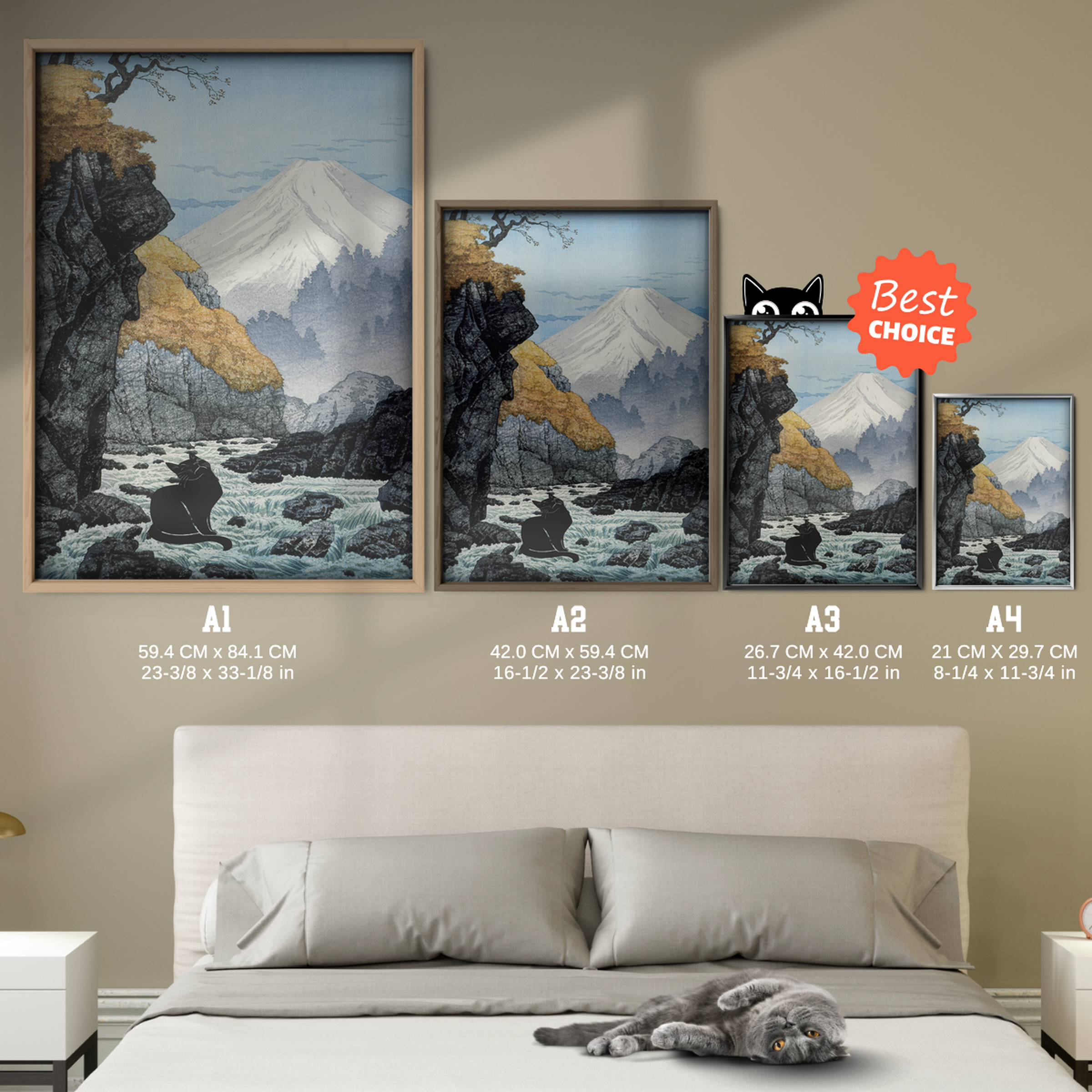 Black Cat By Mount Fuji Cat