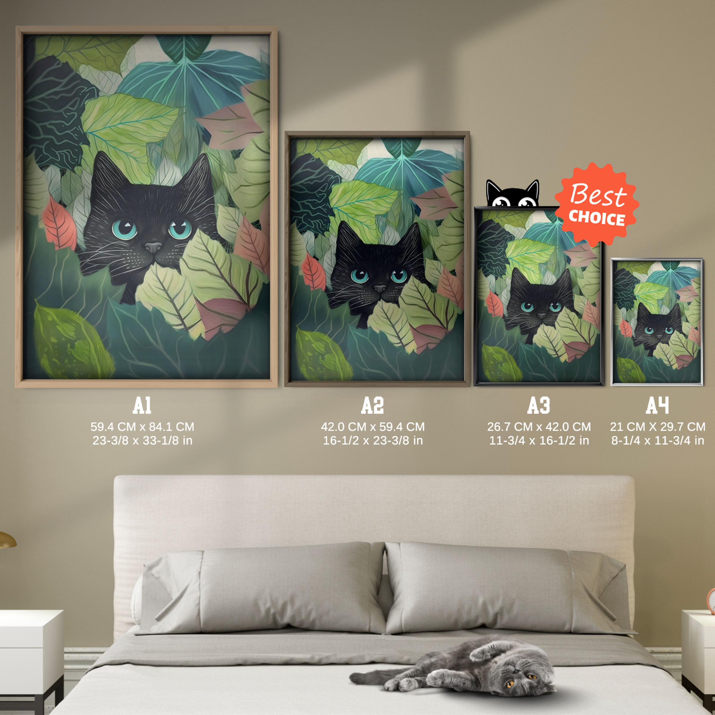 Black Cat In Green Foliage