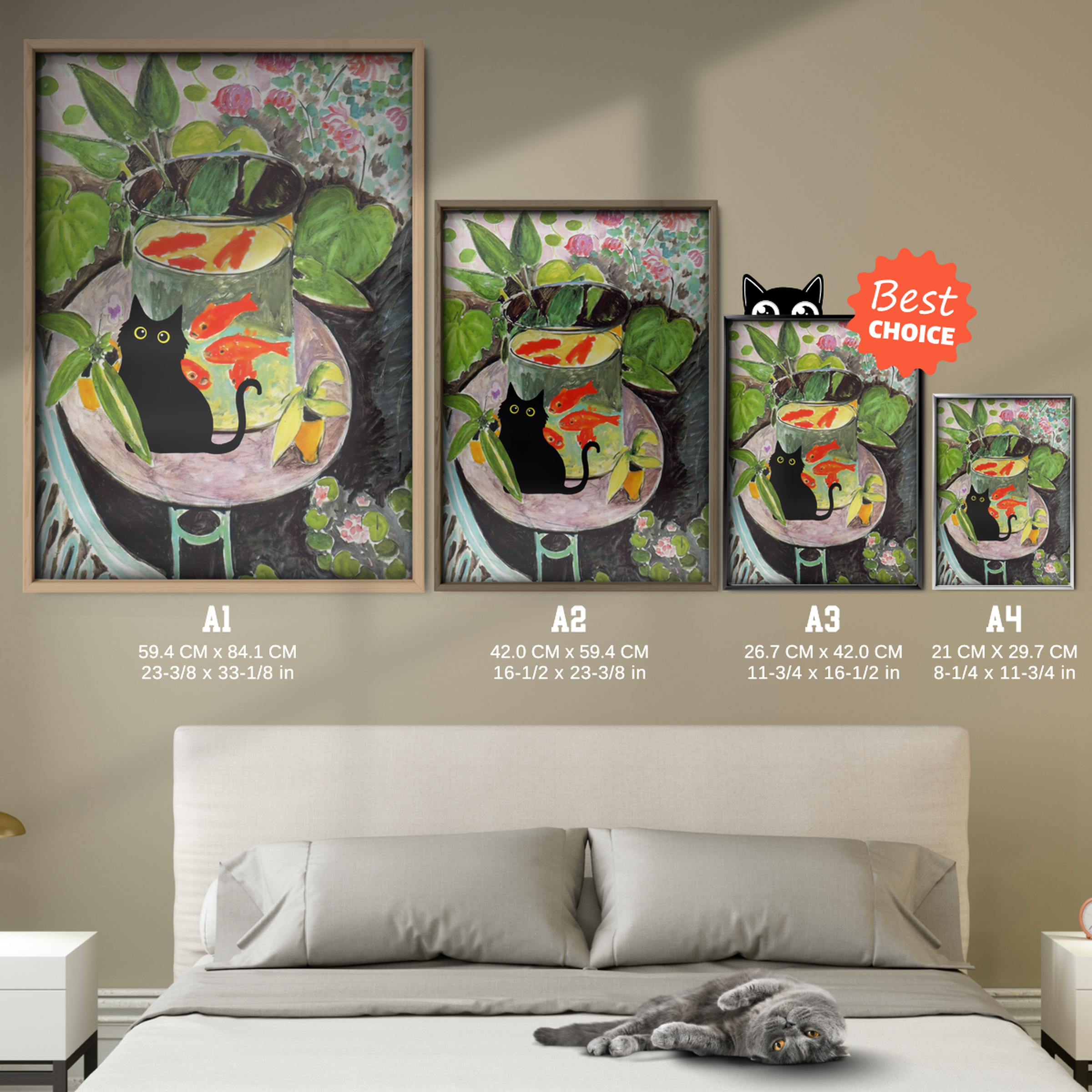 Black Cat With Goldfish Flowers