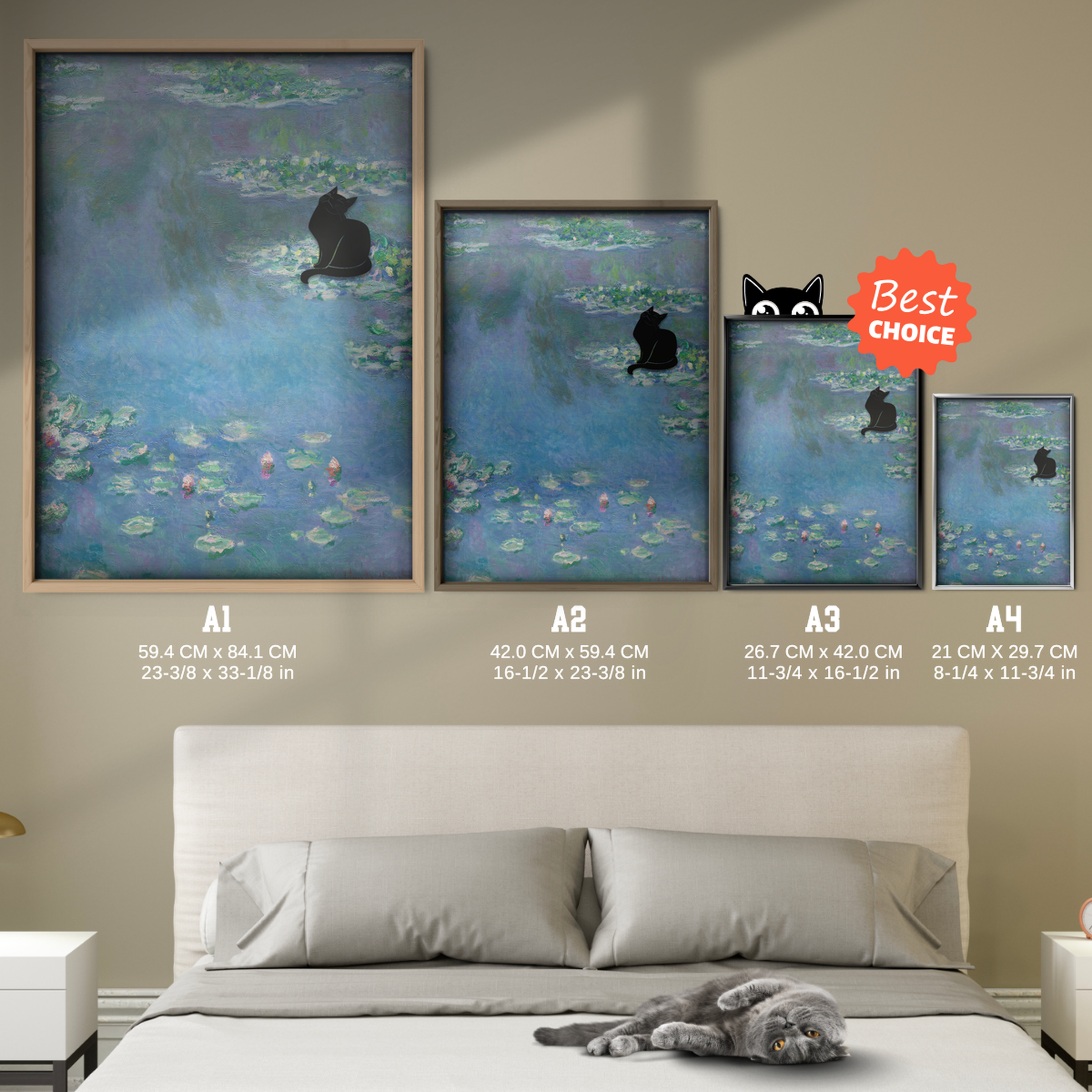 Black Cat X Monet Water Lilies