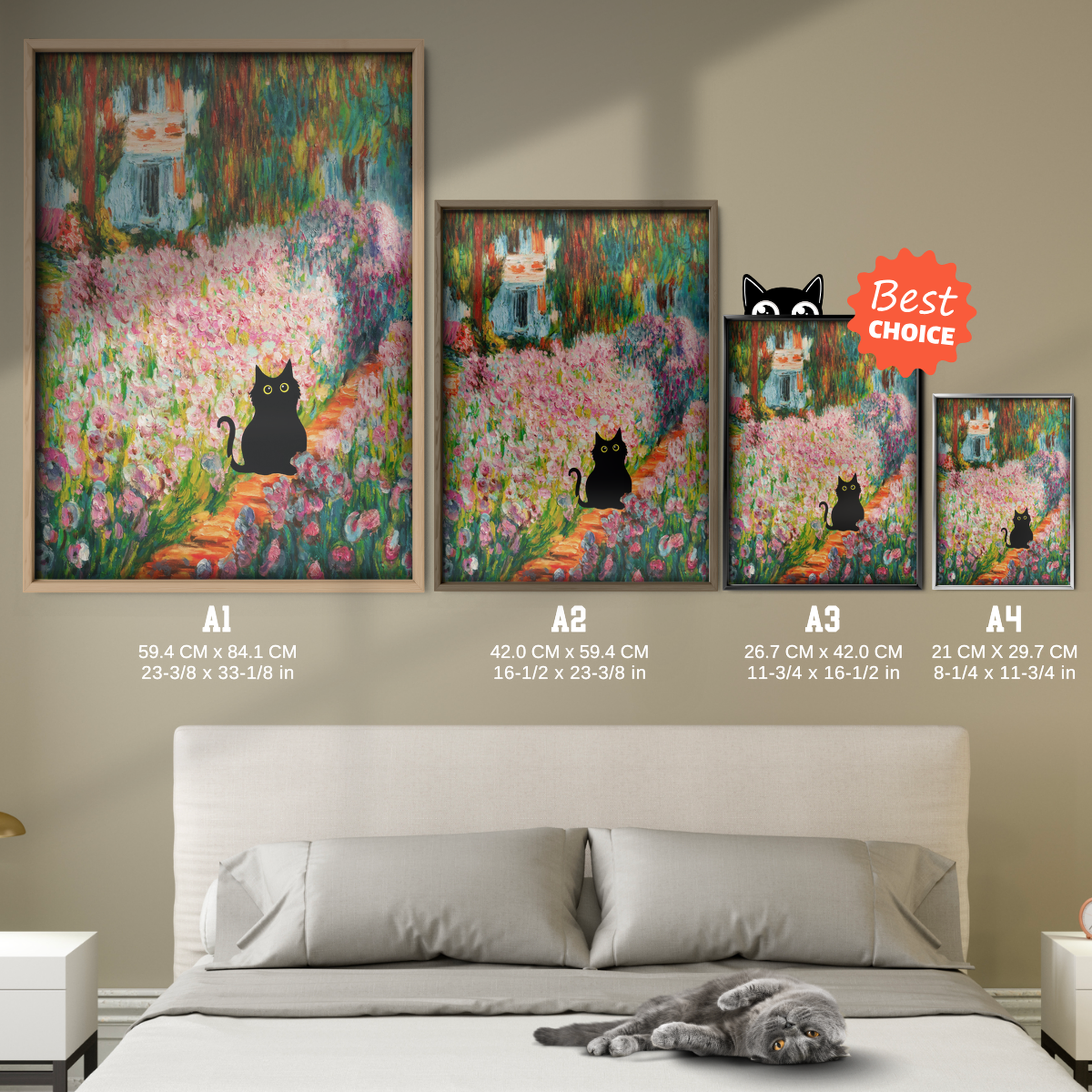 Cat In Monet Blooming Garden