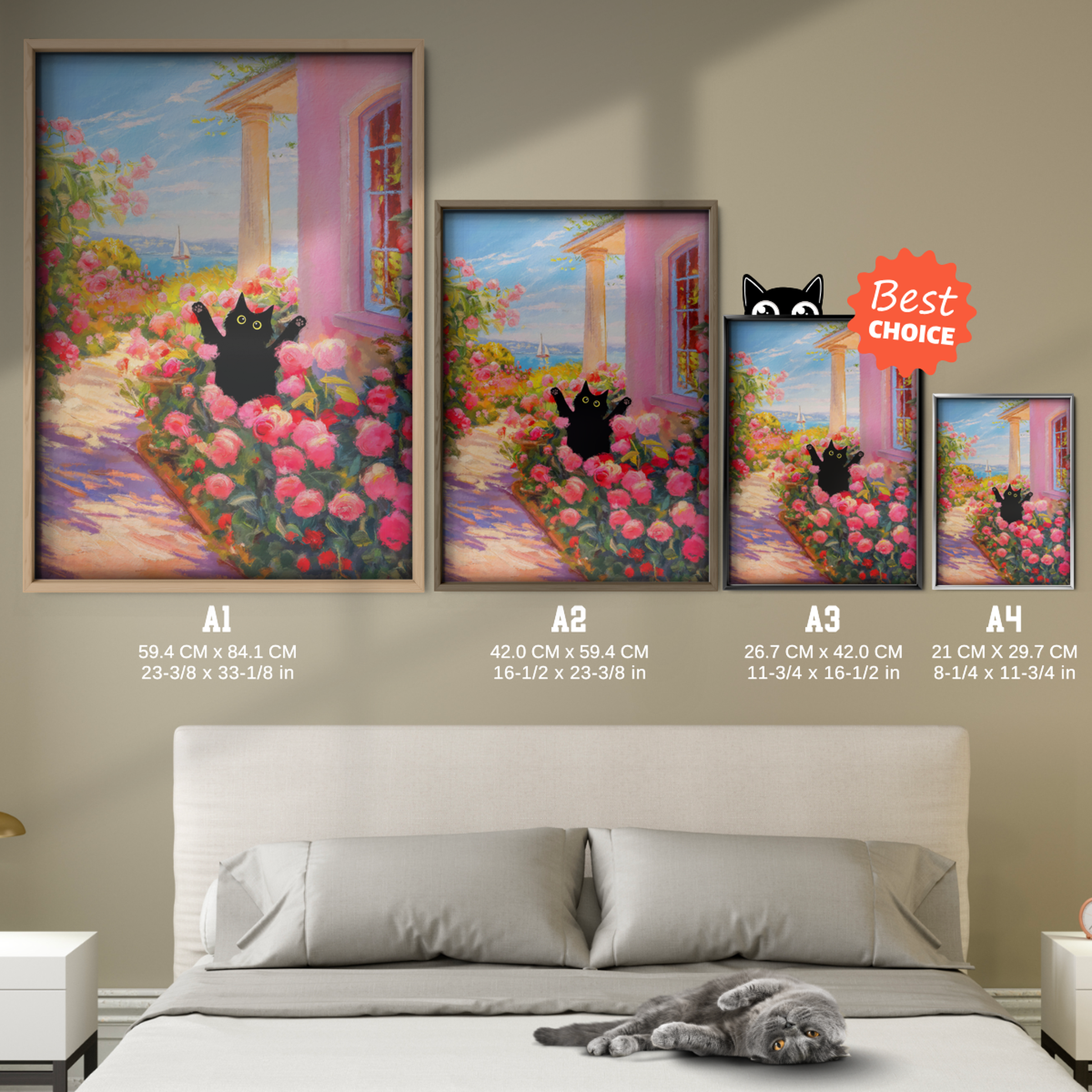 Cat In Monet Rose Garden