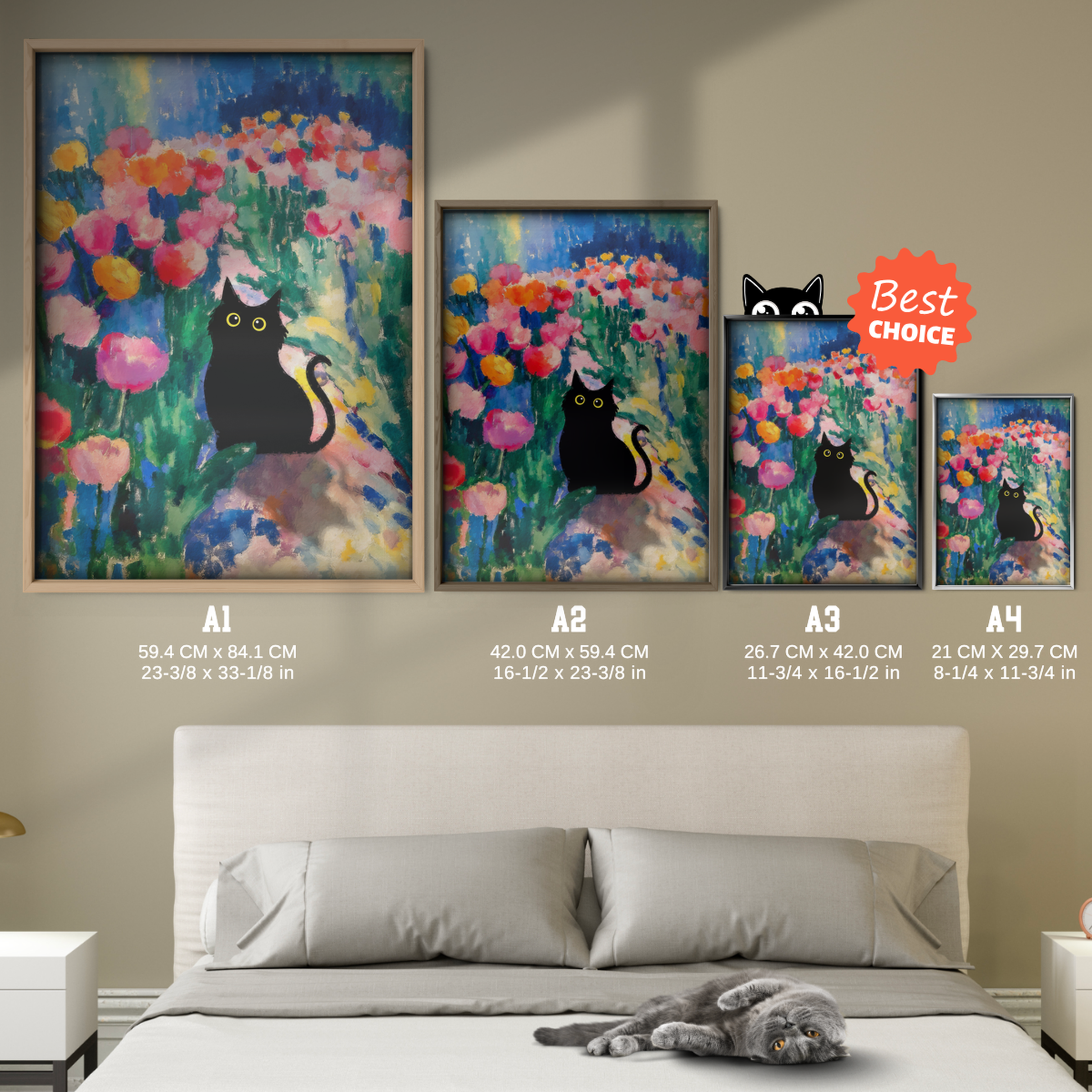 Cat In Monet Tulip Field