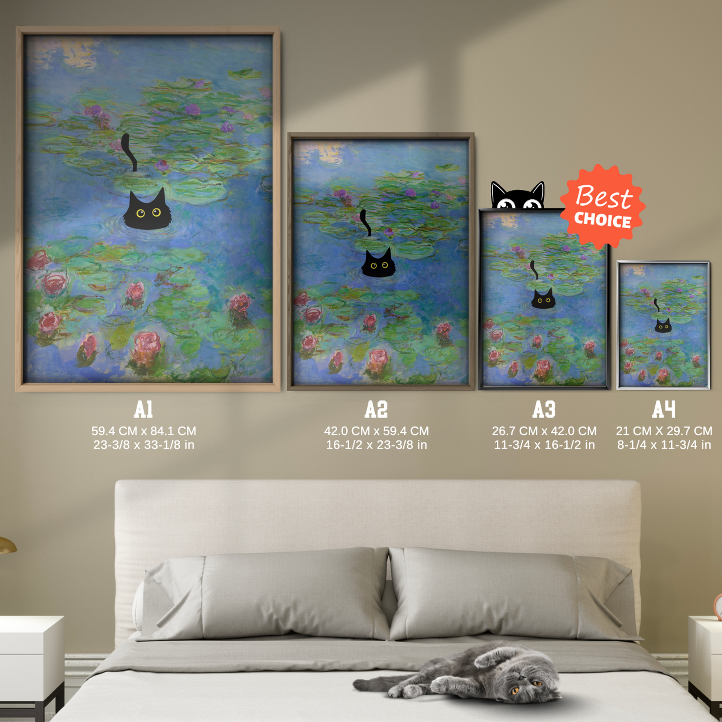 Cat In Monet Water Lilies I