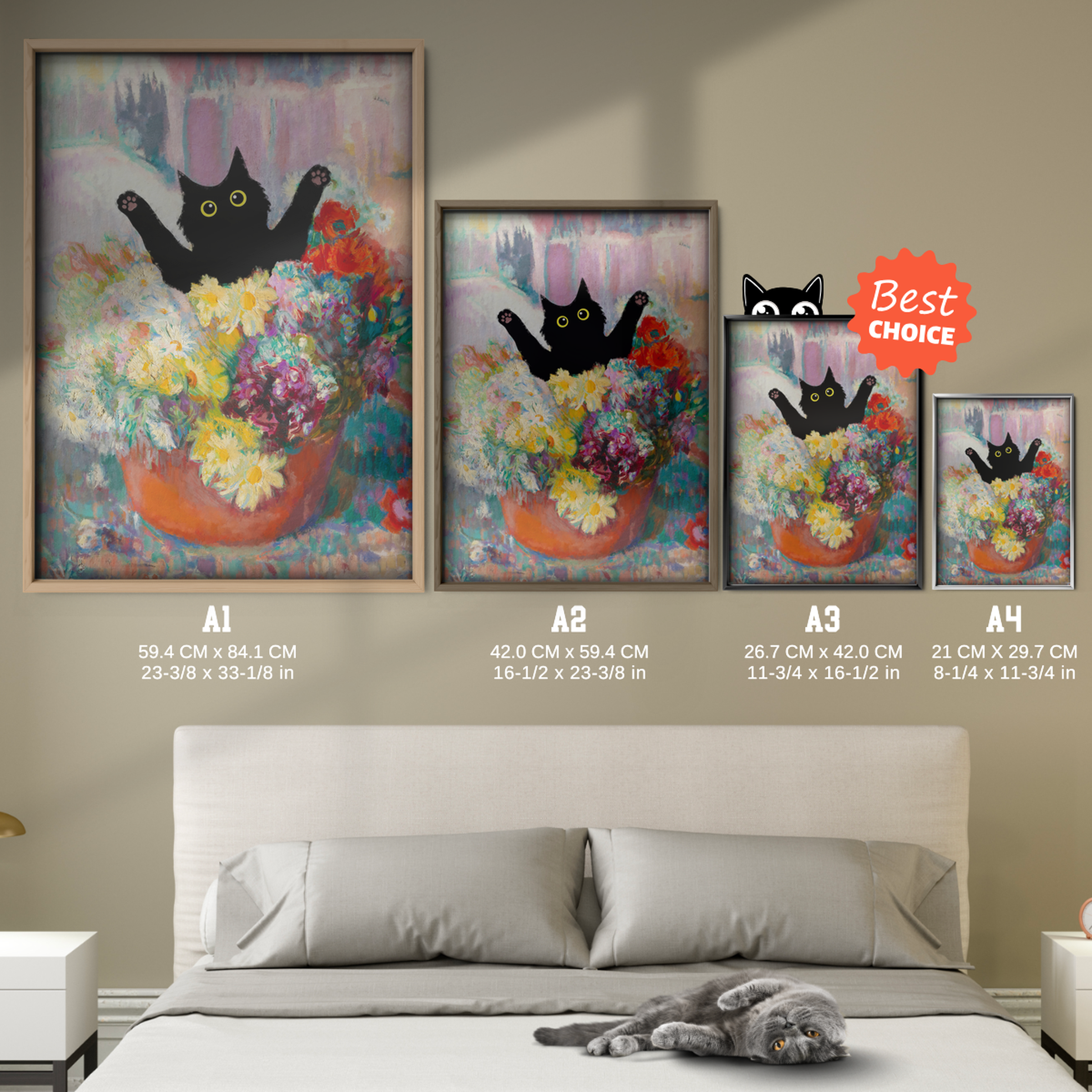 Cat Jump Matisse Flowers