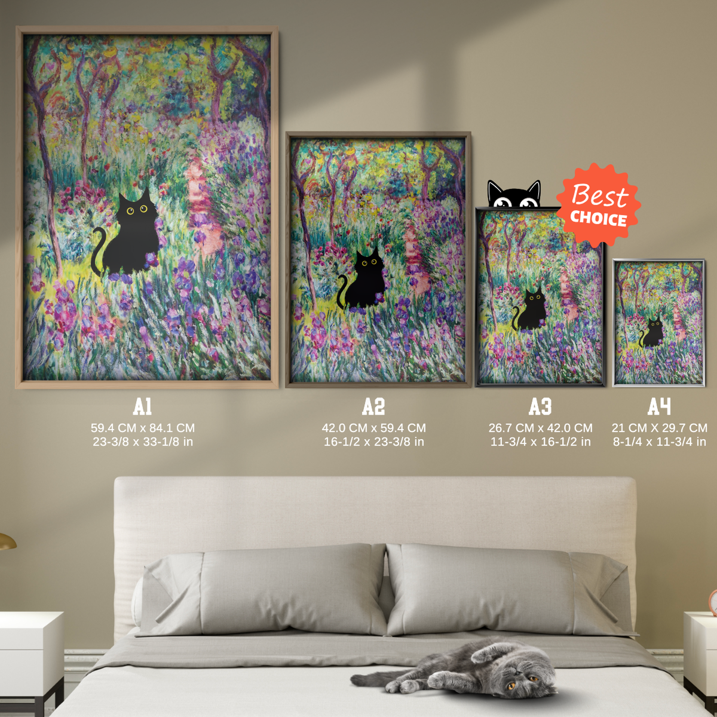 Cat Monet Irises Garden