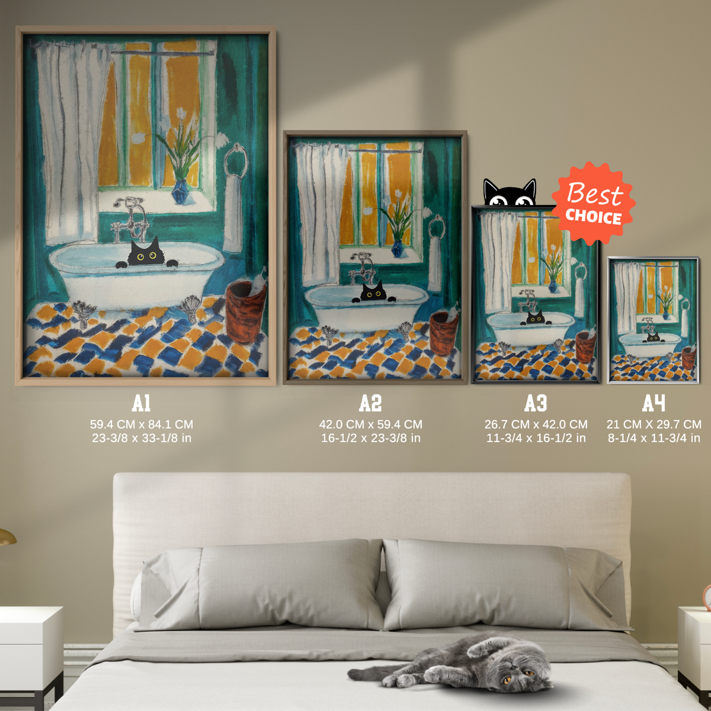 Cat Retro French Bathroom