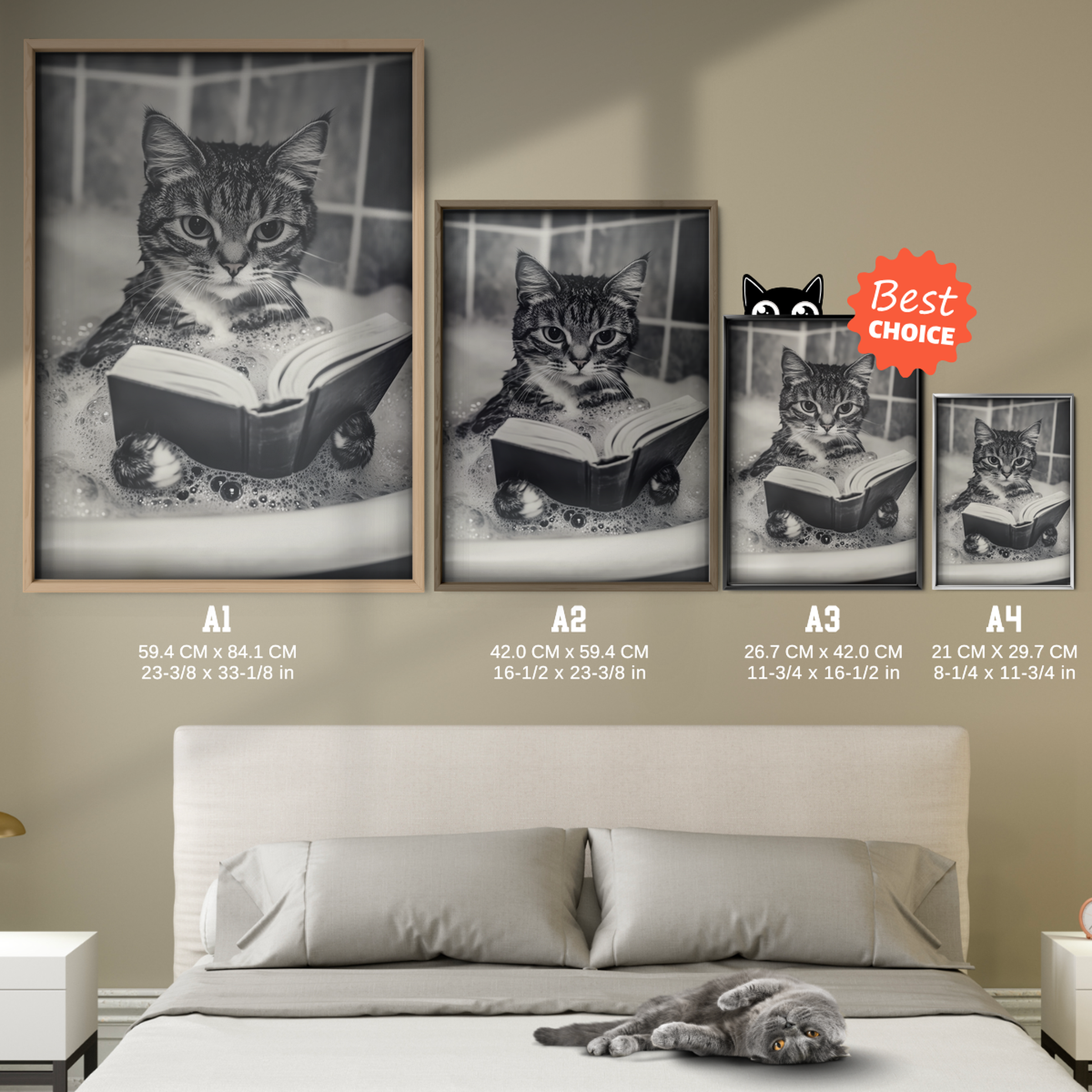Cozy Cat Bathtub Reading