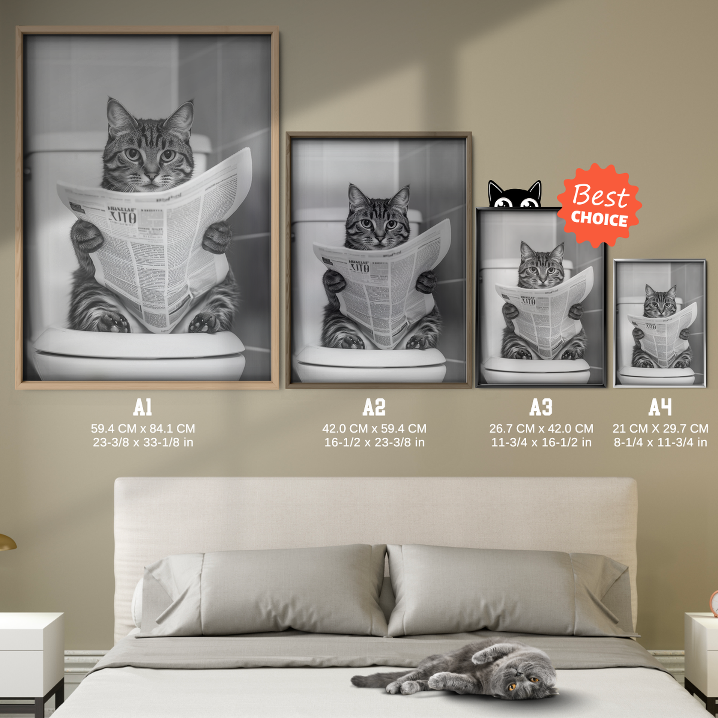 Cozy Cat Toilet Reading