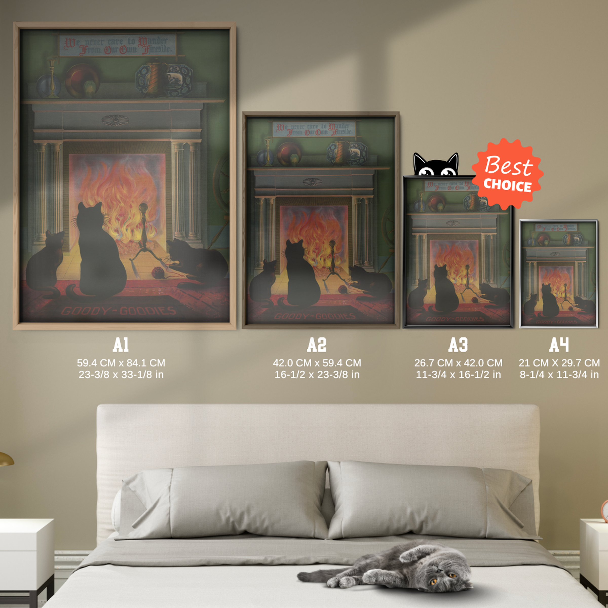 Cozy Cats By The Fireplace