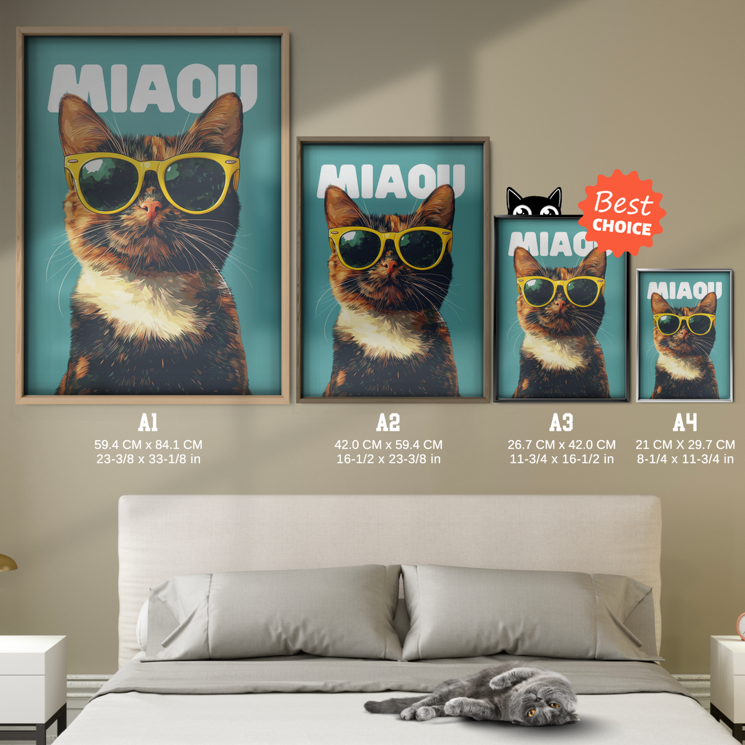 Groovy Cat Yellow Glass Miaou